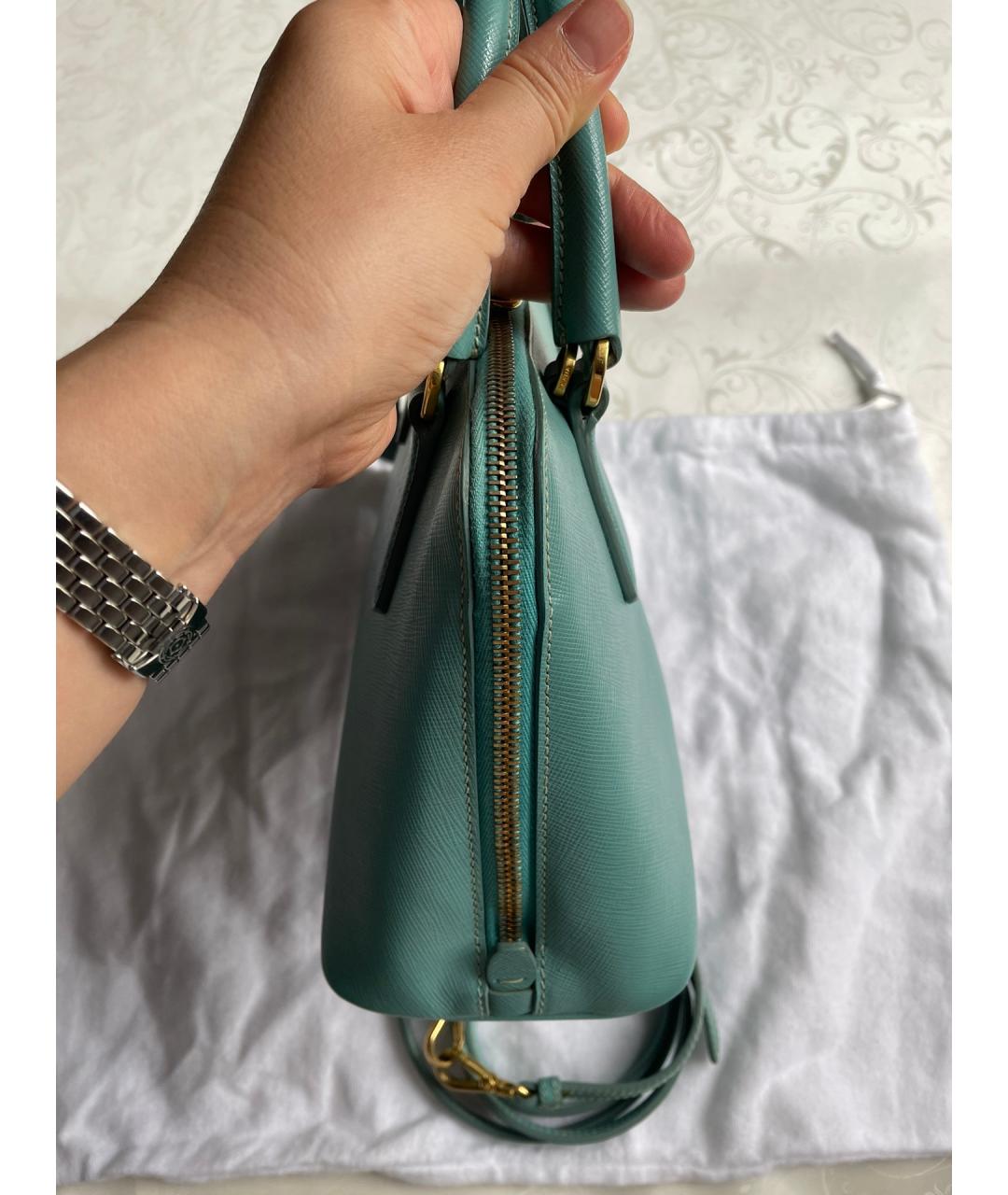 PRADA Голубая кожаная сумка через плечо, фото 4