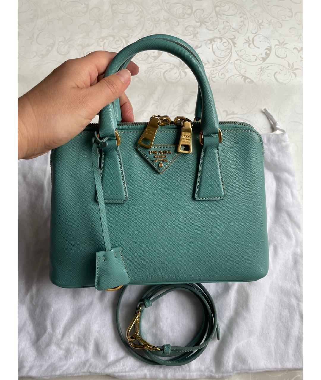PRADA Голубая кожаная сумка через плечо, фото 7