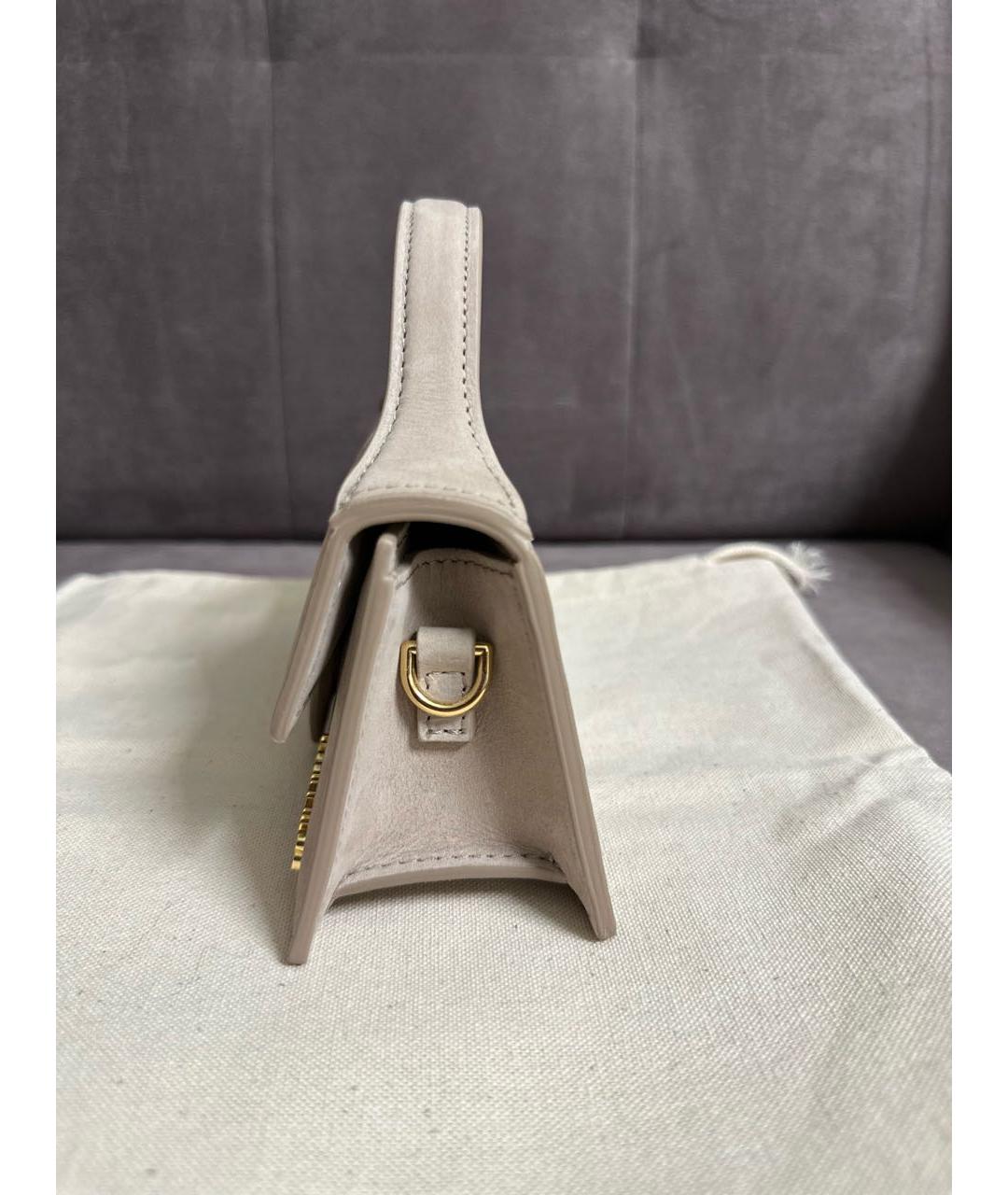 JACQUEMUS Бежевая замшевая сумка через плечо, фото 4