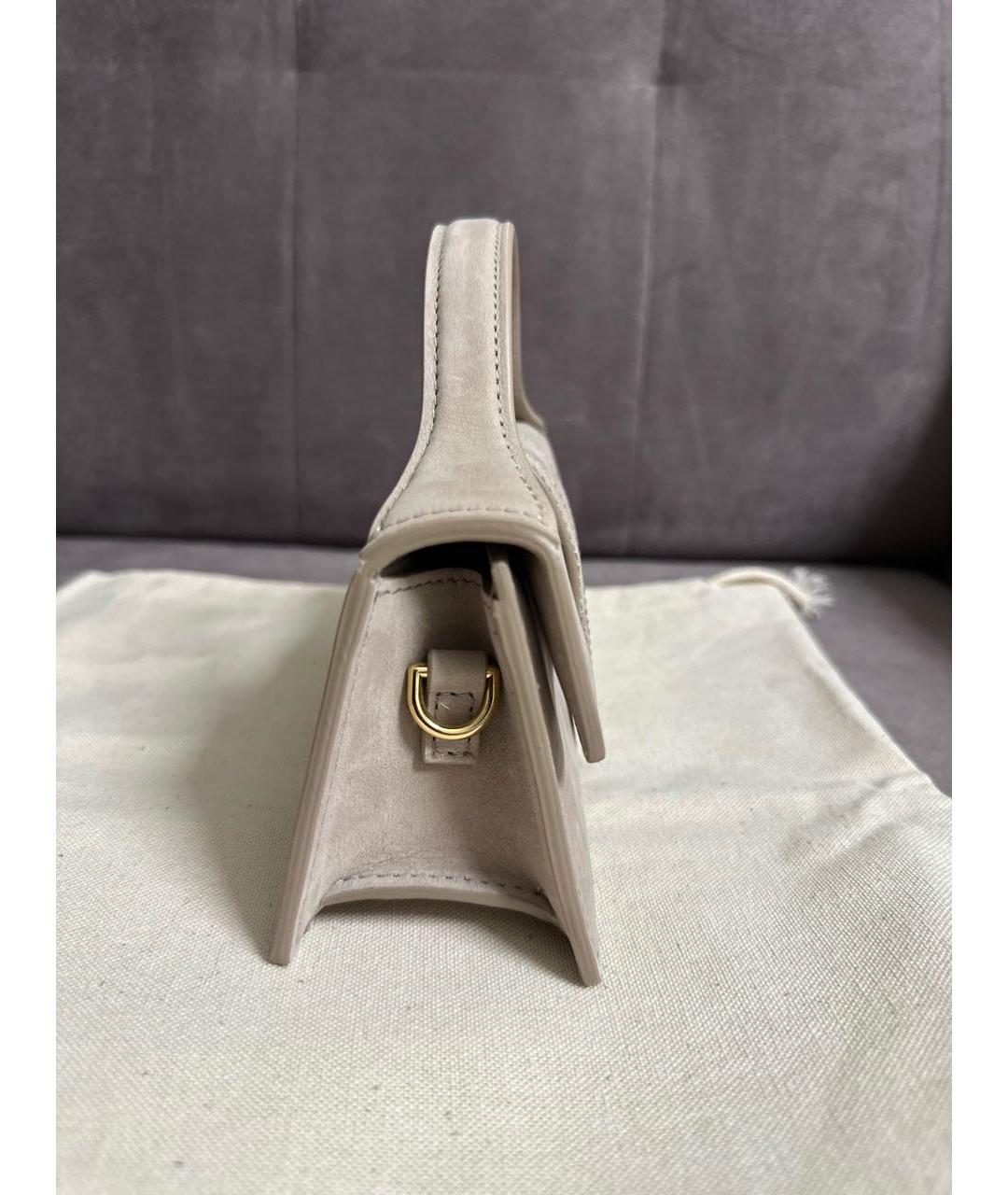 JACQUEMUS Бежевая замшевая сумка через плечо, фото 3