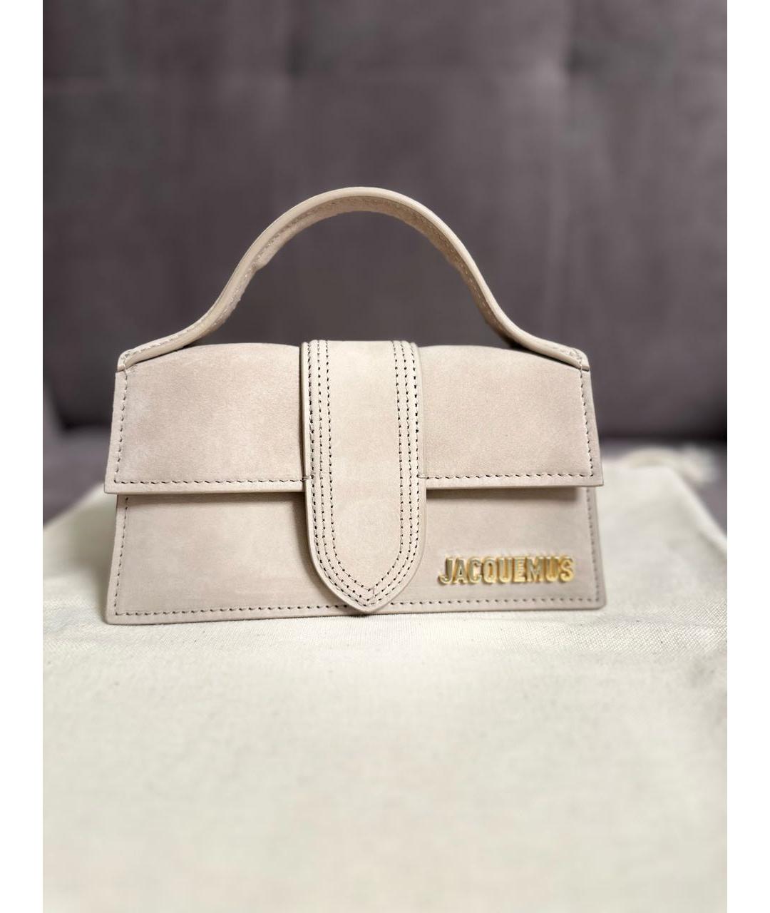JACQUEMUS Бежевая замшевая сумка через плечо, фото 9