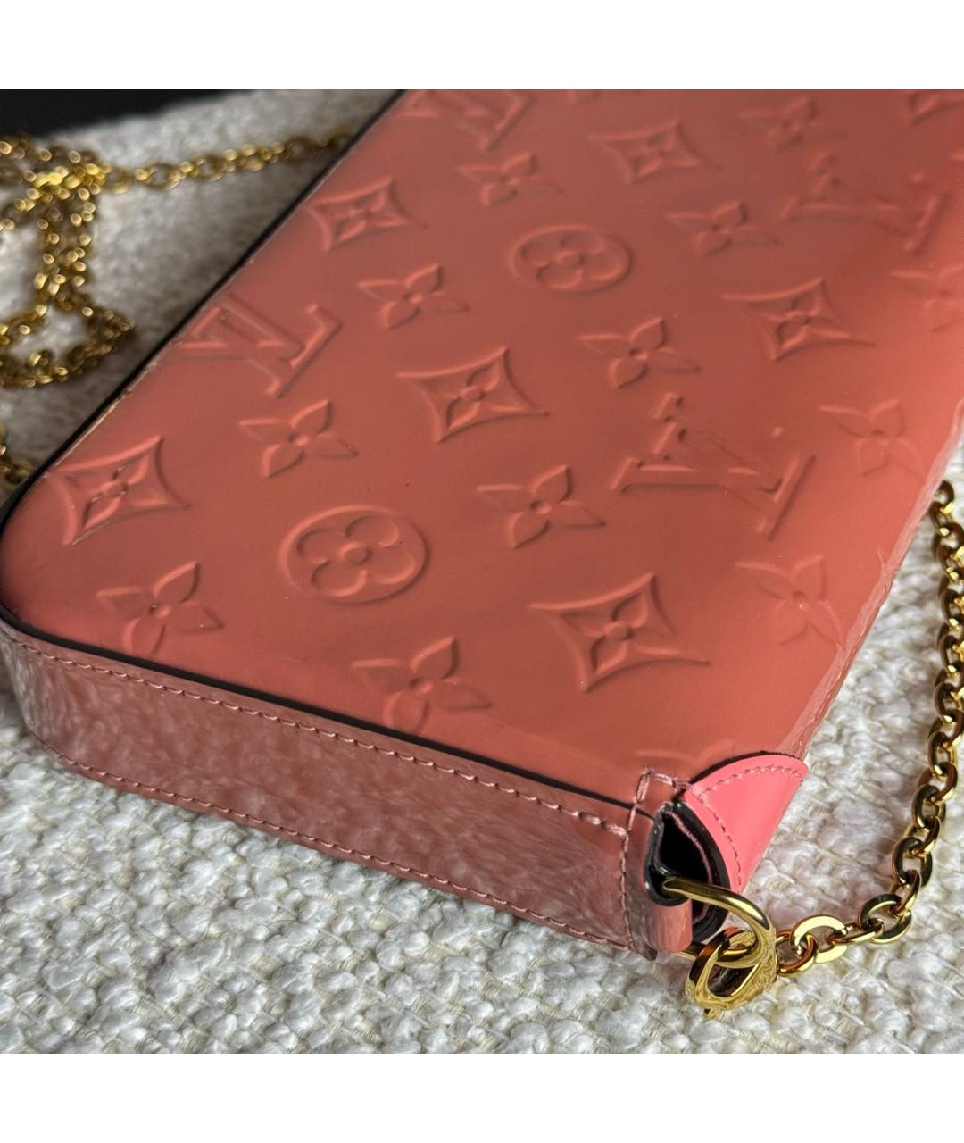 LOUIS VUITTON PRE-OWNED Коралловая сумка через плечо из лакированной кожи, фото 8