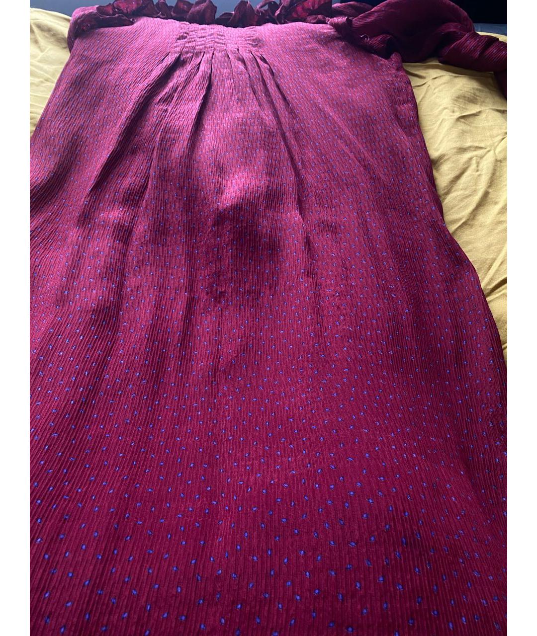 NINA RICCI PRE-OWNED Бордовое шелковое повседневное платье, фото 5