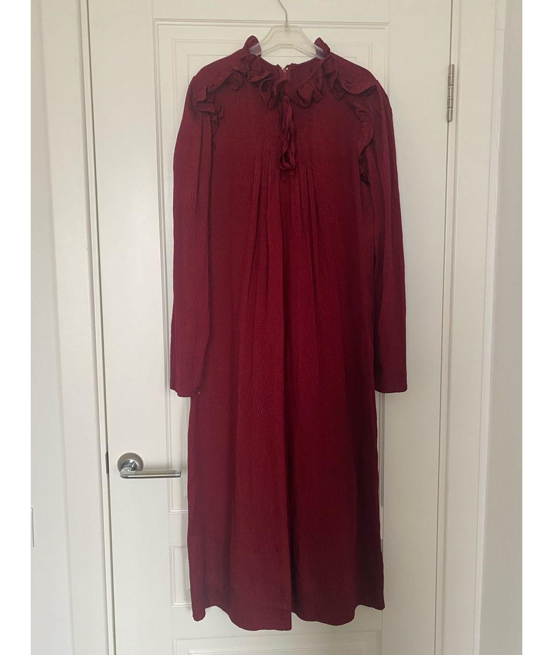 NINA RICCI PRE-OWNED Бордовое шелковое повседневное платье, фото 9