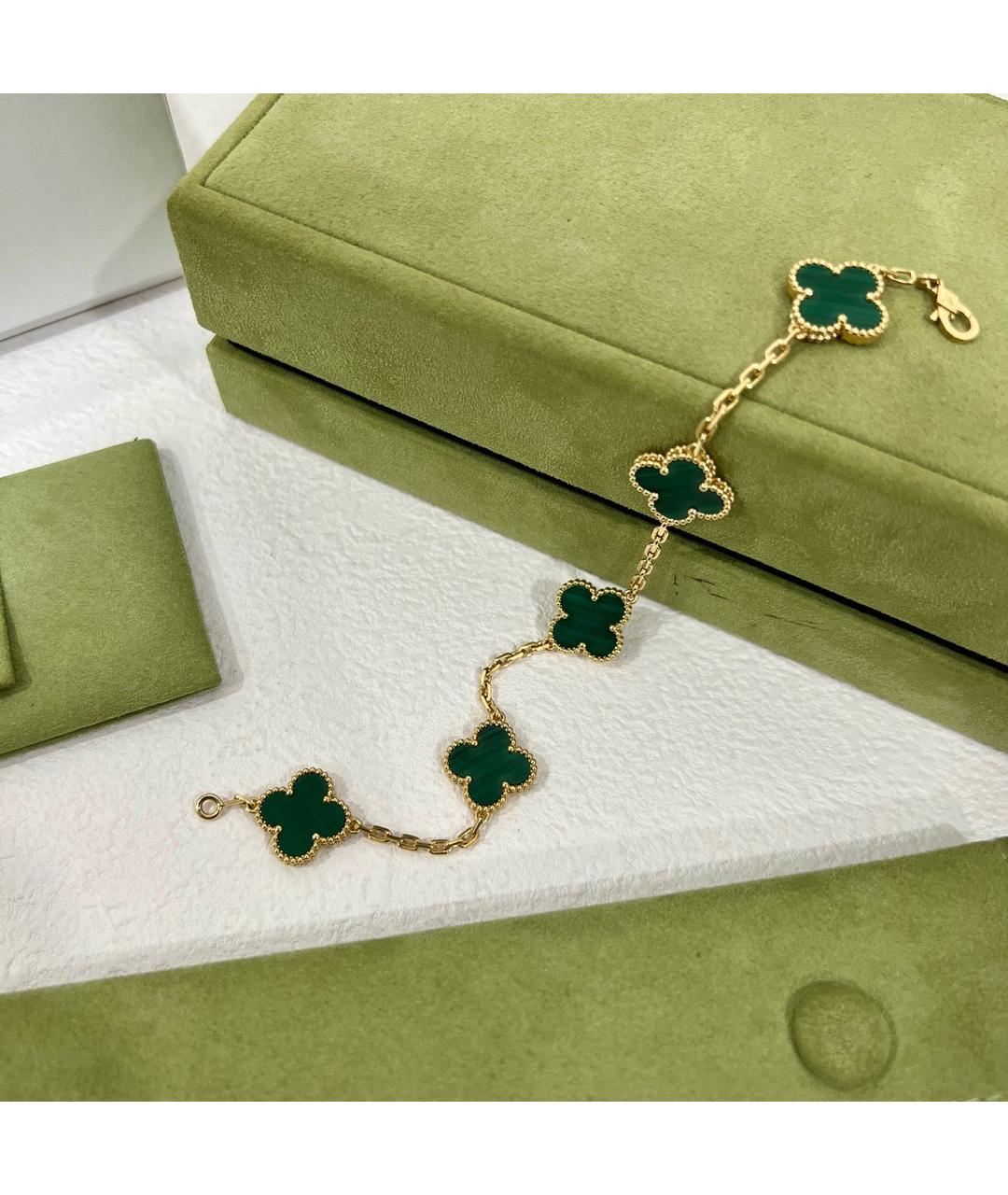 VAN CLEEF & ARPELS Зеленый браслет из желтого золота, фото 5