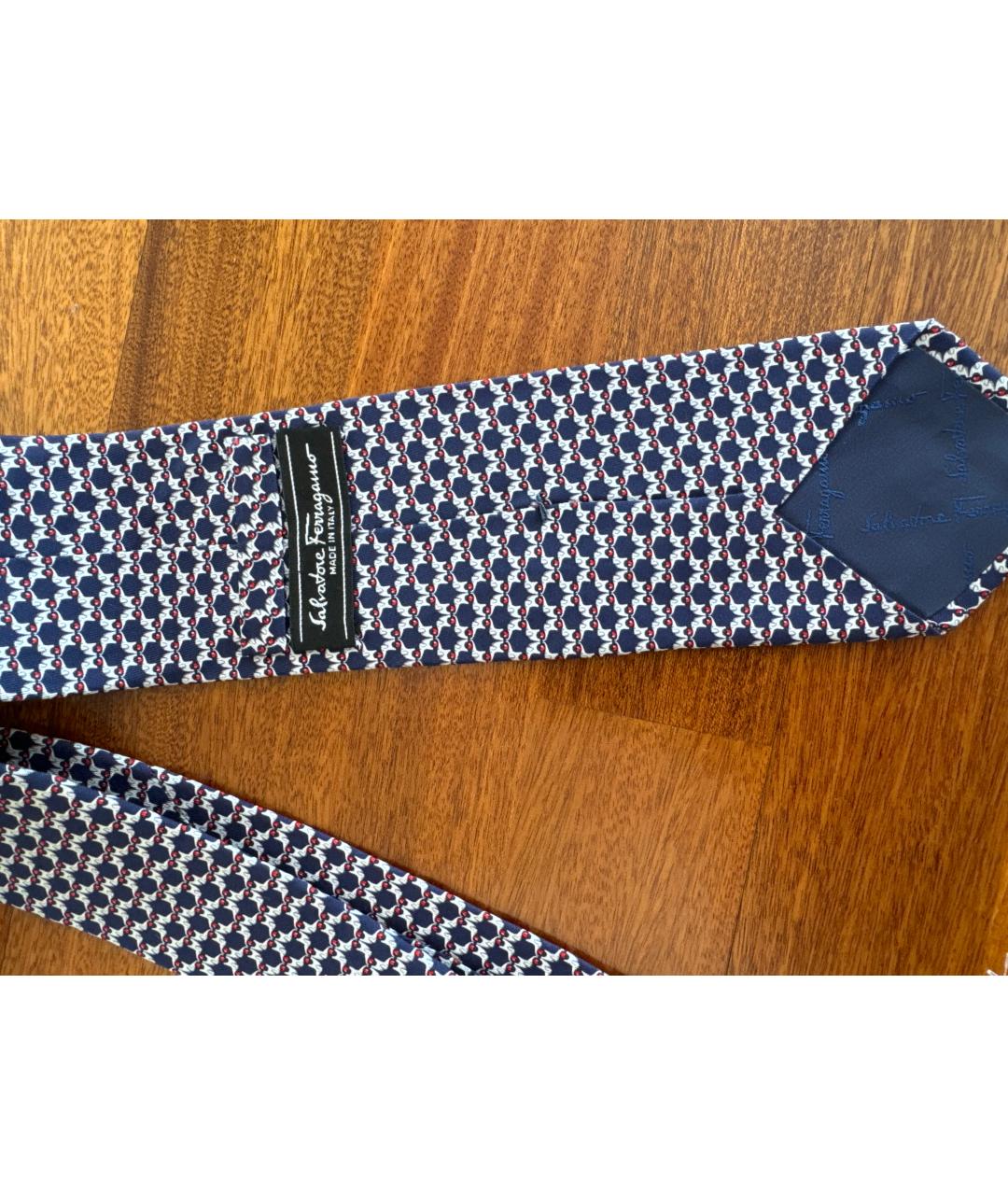 SALVATORE FERRAGAMO Синий шелковый галстук, фото 3