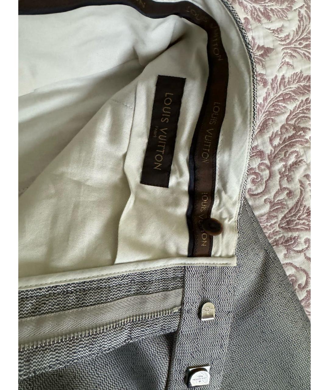 LOUIS VUITTON PRE-OWNED Серебряные шелковые повседневные брюки, фото 5