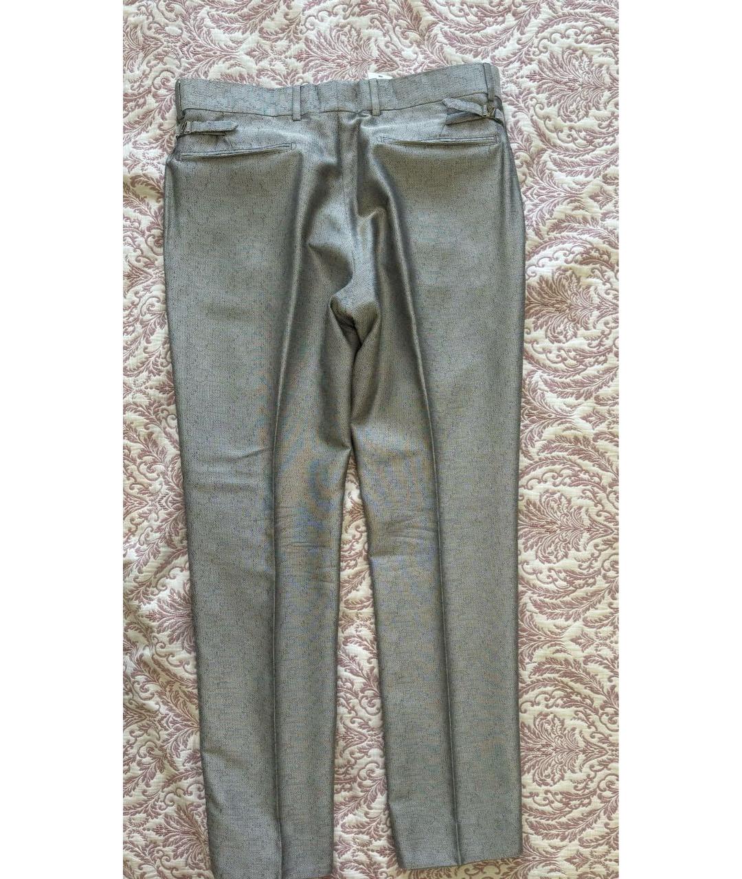 LOUIS VUITTON PRE-OWNED Серебряные шелковые повседневные брюки, фото 2