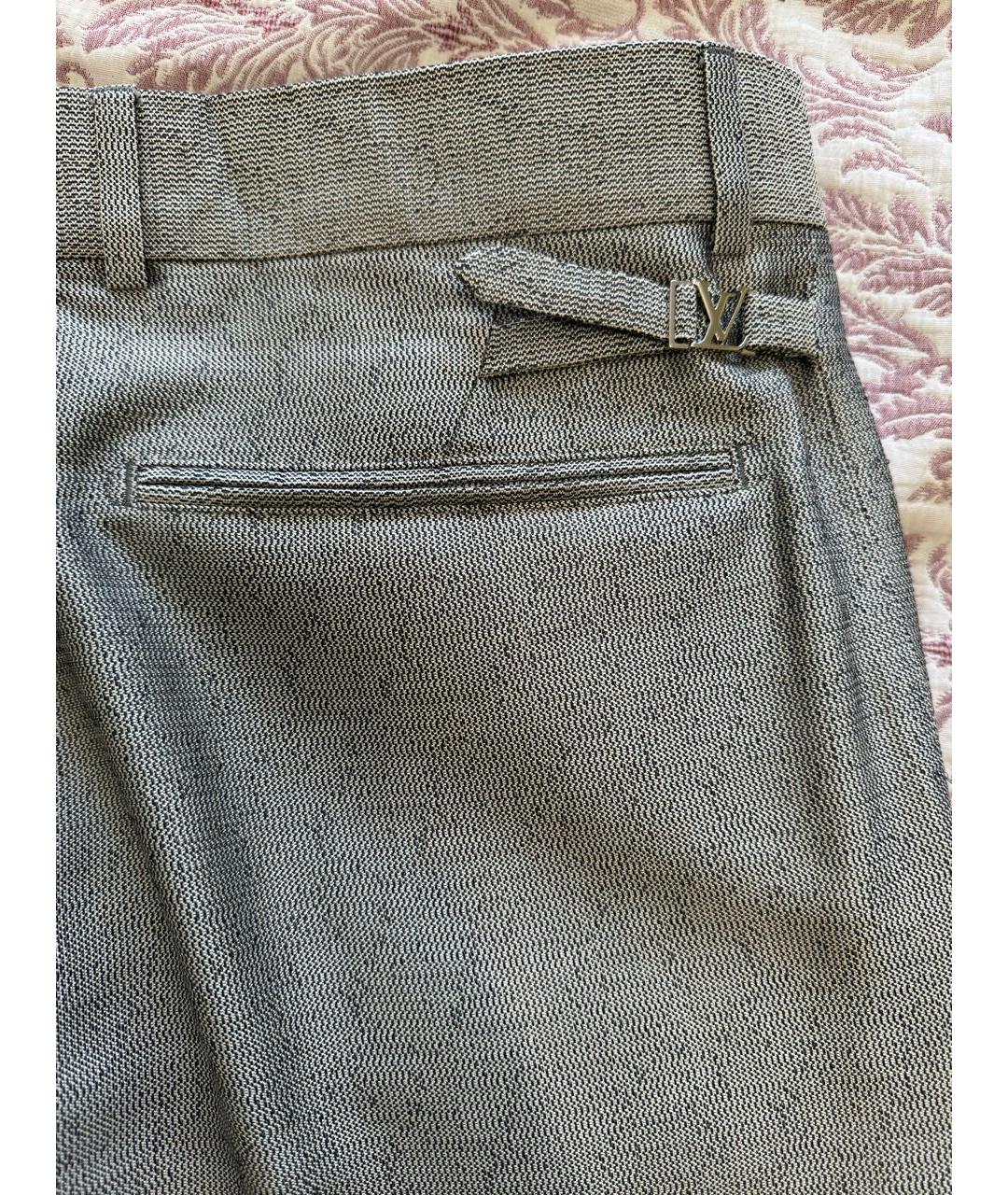 LOUIS VUITTON PRE-OWNED Серебряные шелковые повседневные брюки, фото 4