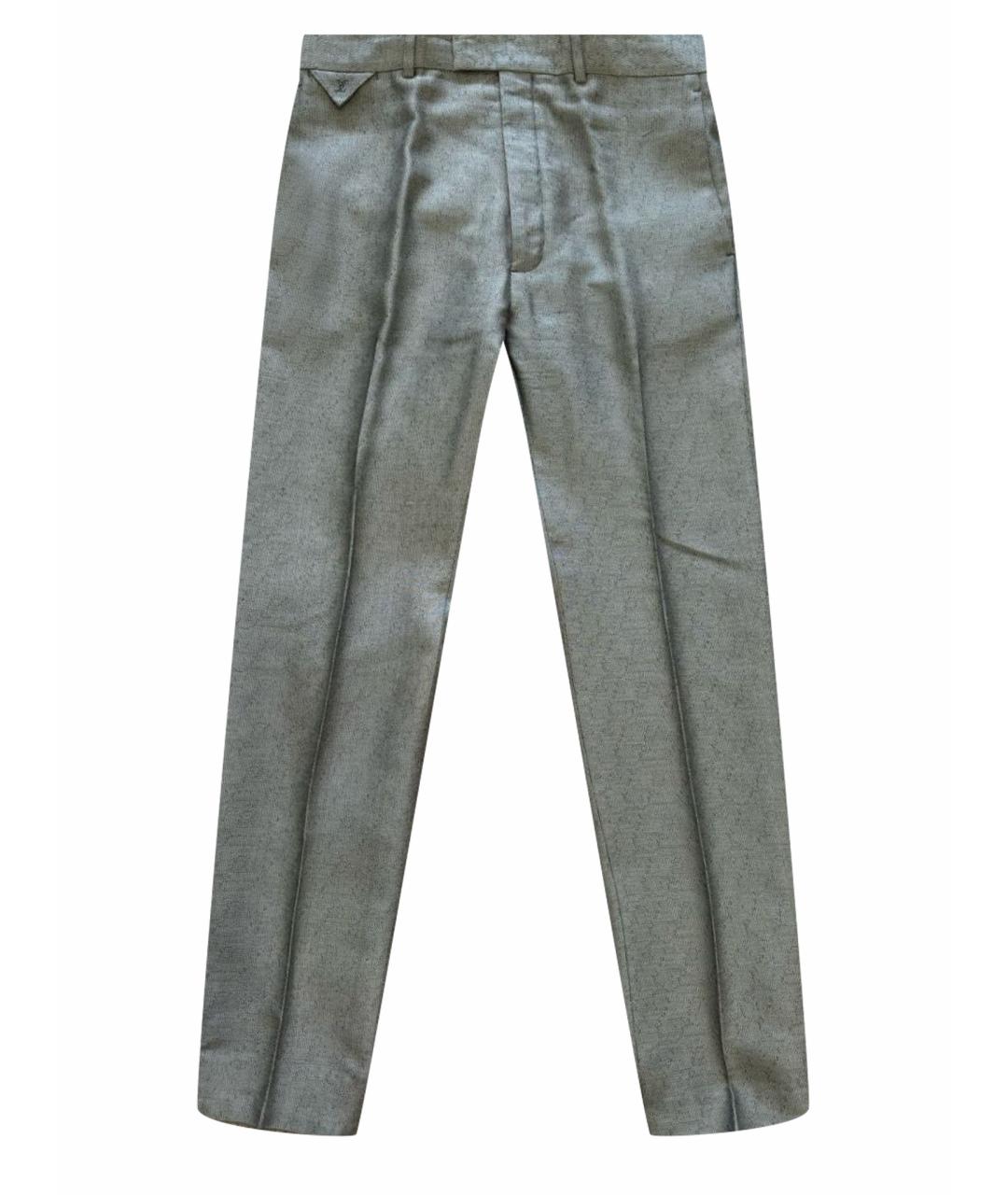 LOUIS VUITTON PRE-OWNED Серебряные шелковые повседневные брюки, фото 1