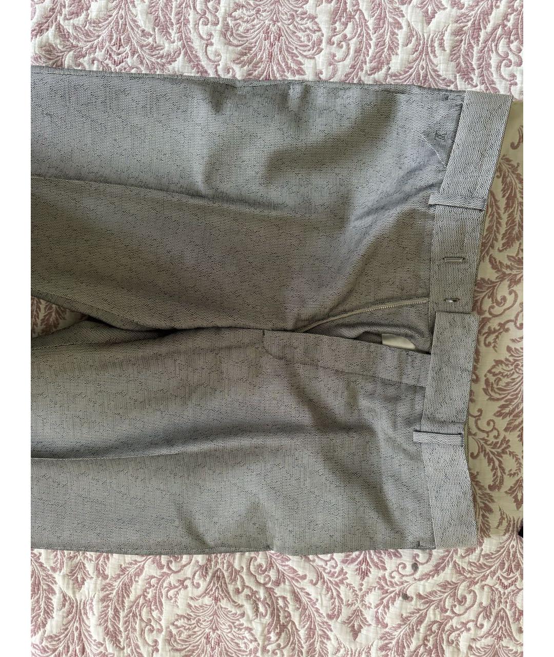 LOUIS VUITTON PRE-OWNED Серебряные шелковые повседневные брюки, фото 7