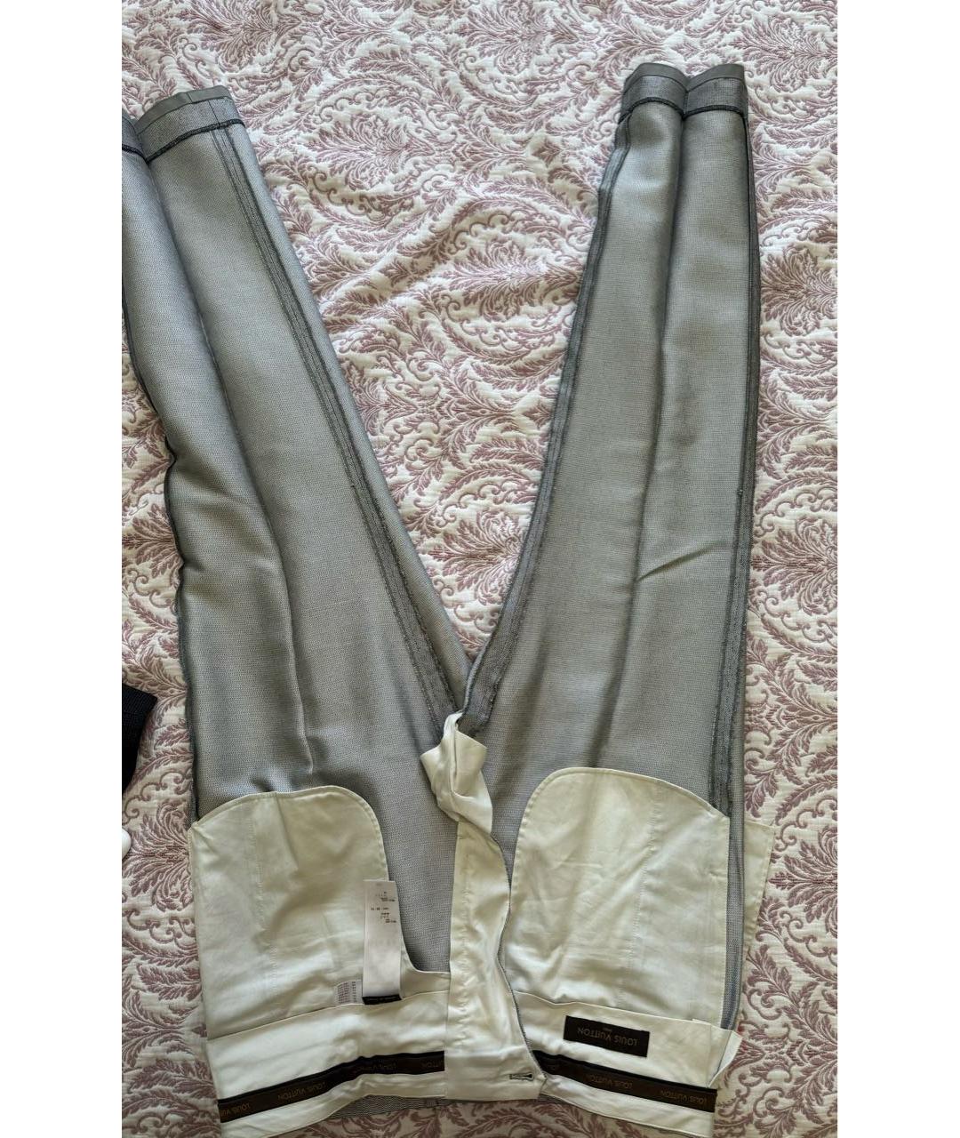 LOUIS VUITTON PRE-OWNED Серебряные шелковые повседневные брюки, фото 3