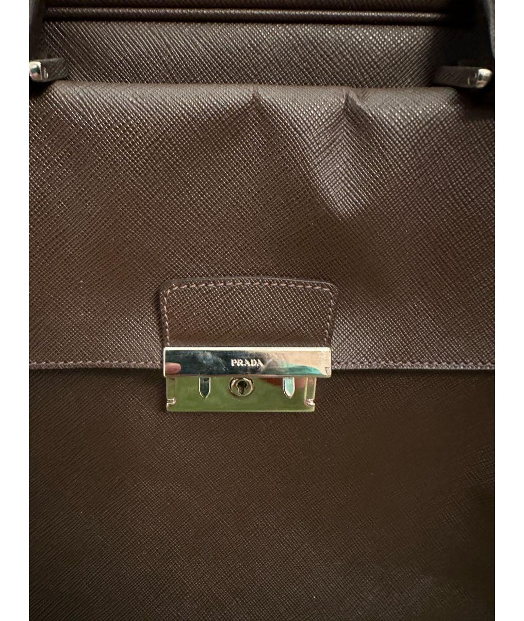 PRADA Коричневый кожаный портфель, фото 2
