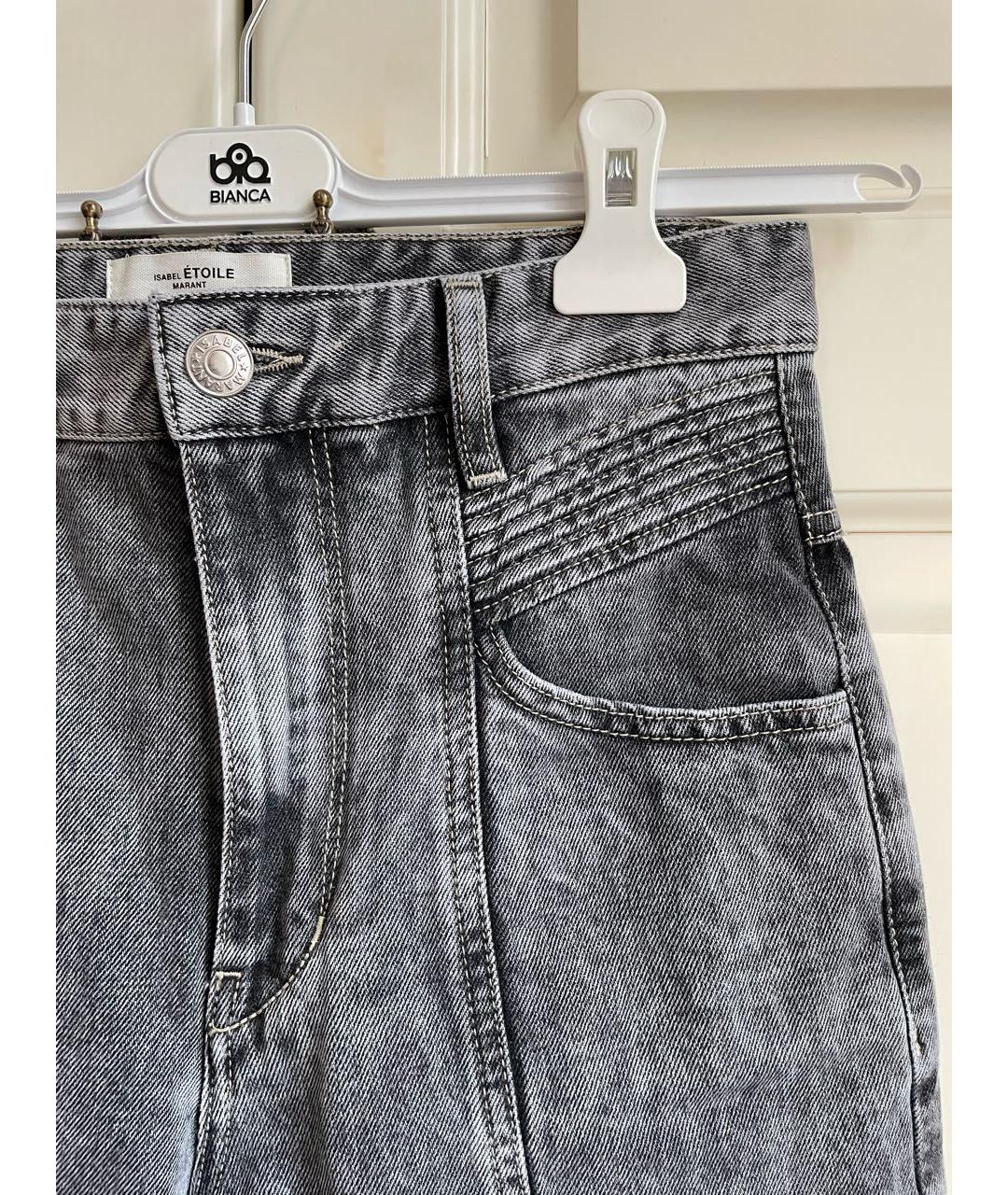 ISABEL MARANT ETOILE Антрацитовые хлопковые джинсы слим, фото 4