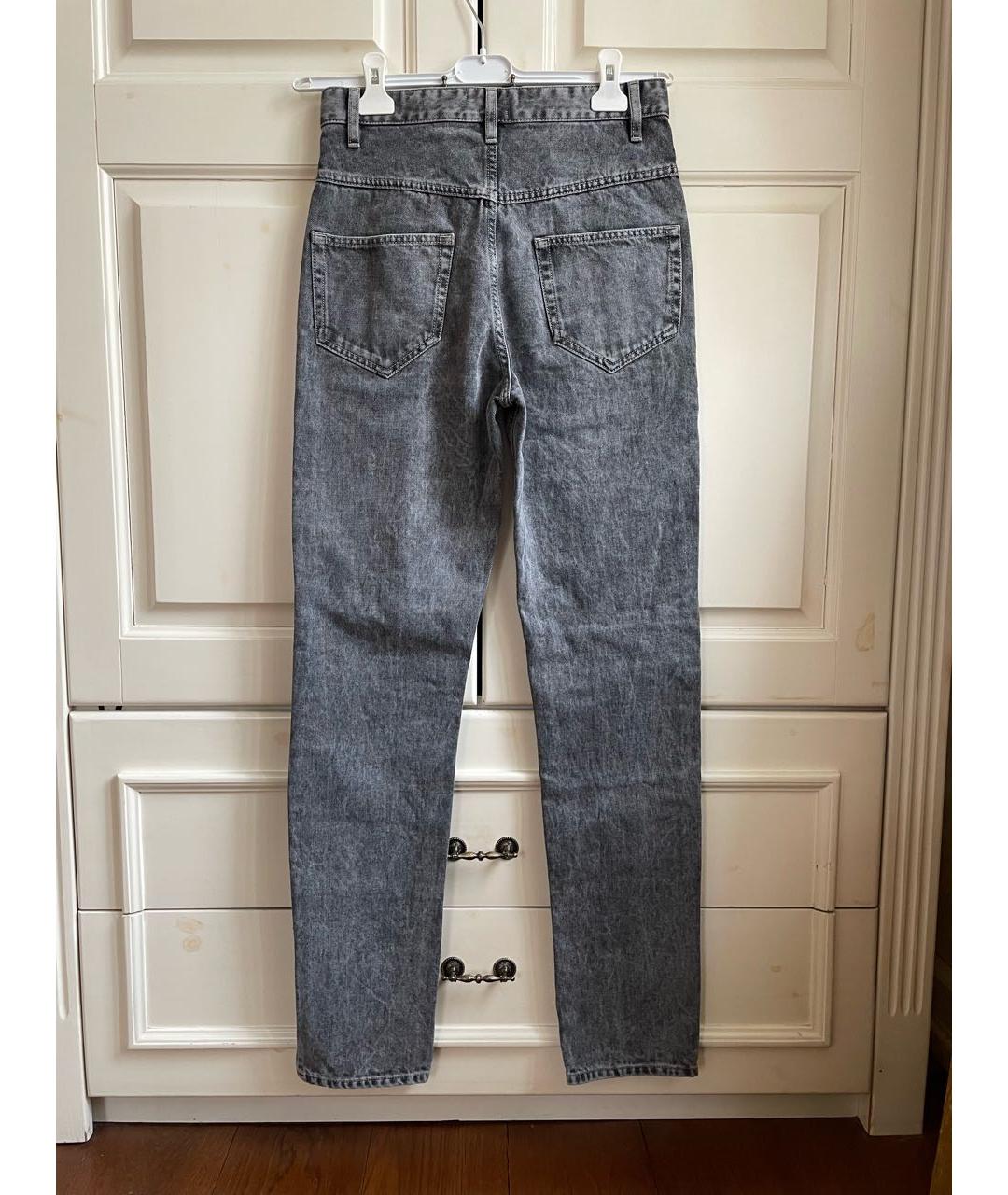ISABEL MARANT ETOILE Антрацитовые хлопковые джинсы слим, фото 3