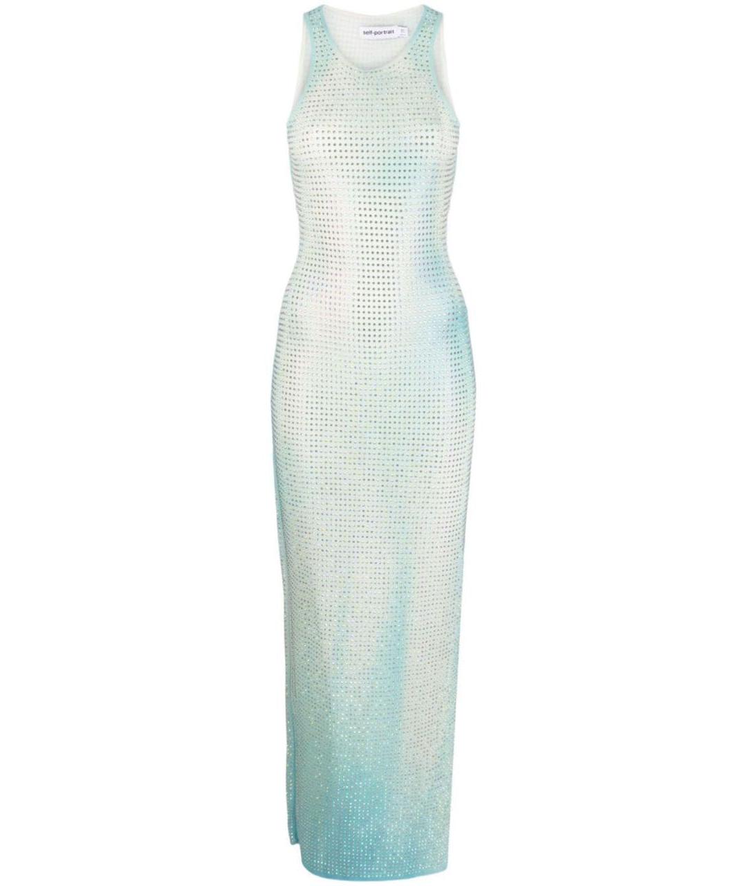 SELF-PORTRAIT Бирюзовое полиамидовое коктейльное платье, фото 8