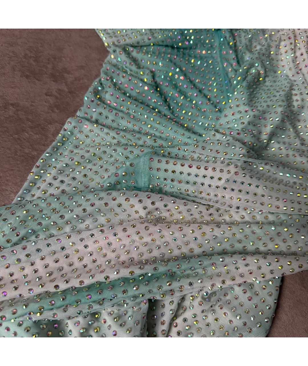 SELF-PORTRAIT Бирюзовое полиамидовое коктейльное платье, фото 4