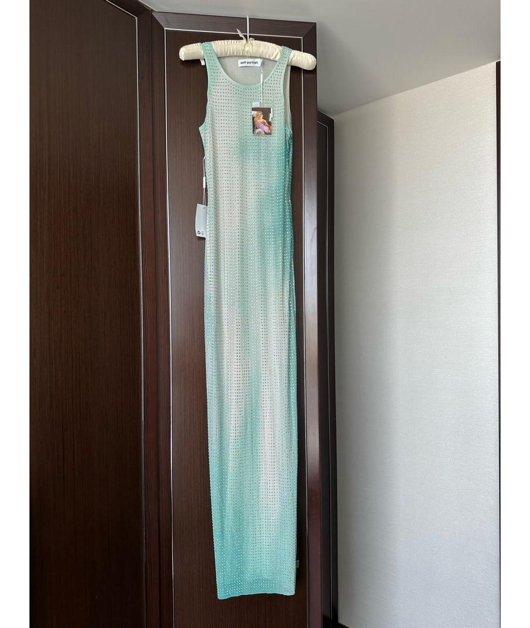 SELF-PORTRAIT Бирюзовое полиамидовое коктейльное платье, фото 7
