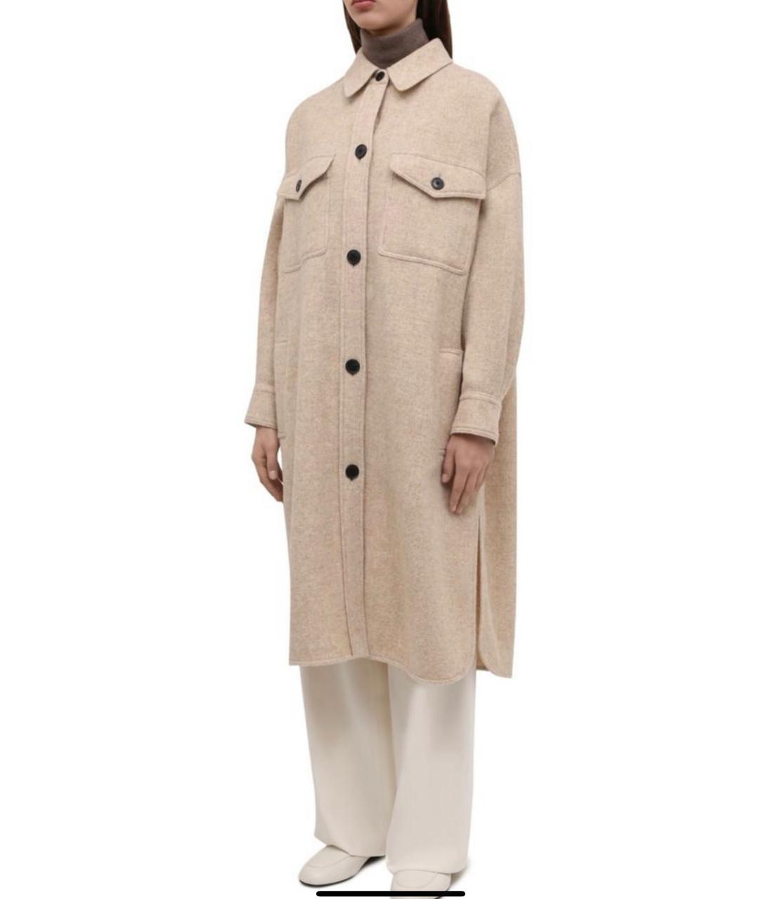 ISABEL MARANT ETOILE Бежевое шерстяное пальто, фото 7