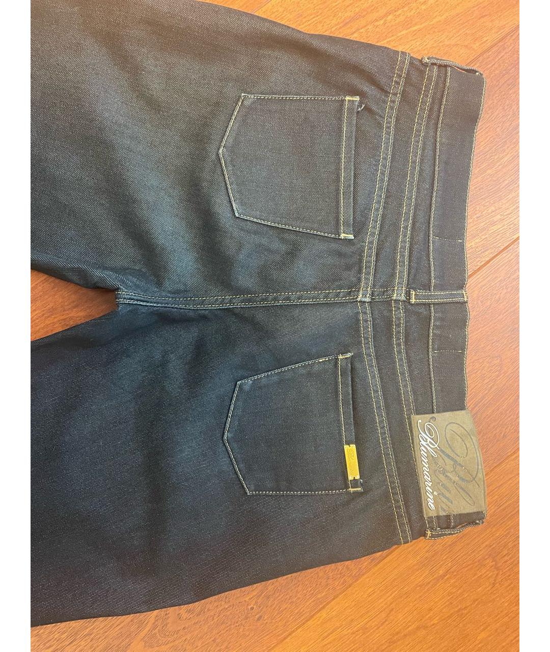 BLUMARINE Темно-синие хлопко-полиэстеровые джинсы клеш, фото 4