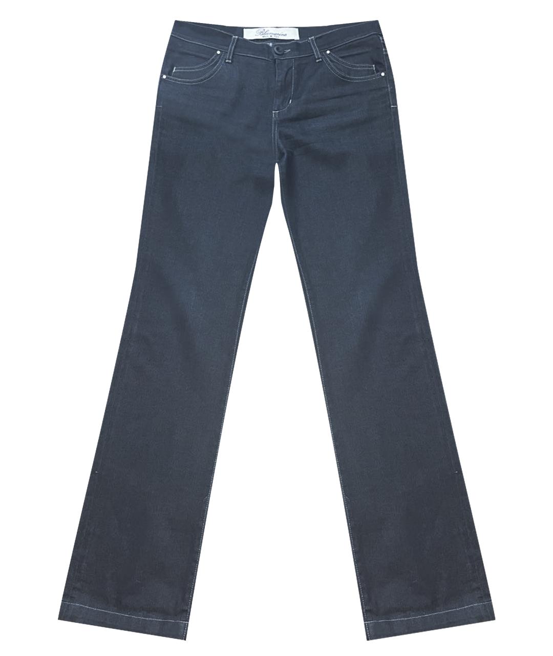 BLUMARINE Темно-синие хлопко-полиэстеровые джинсы клеш, фото 1
