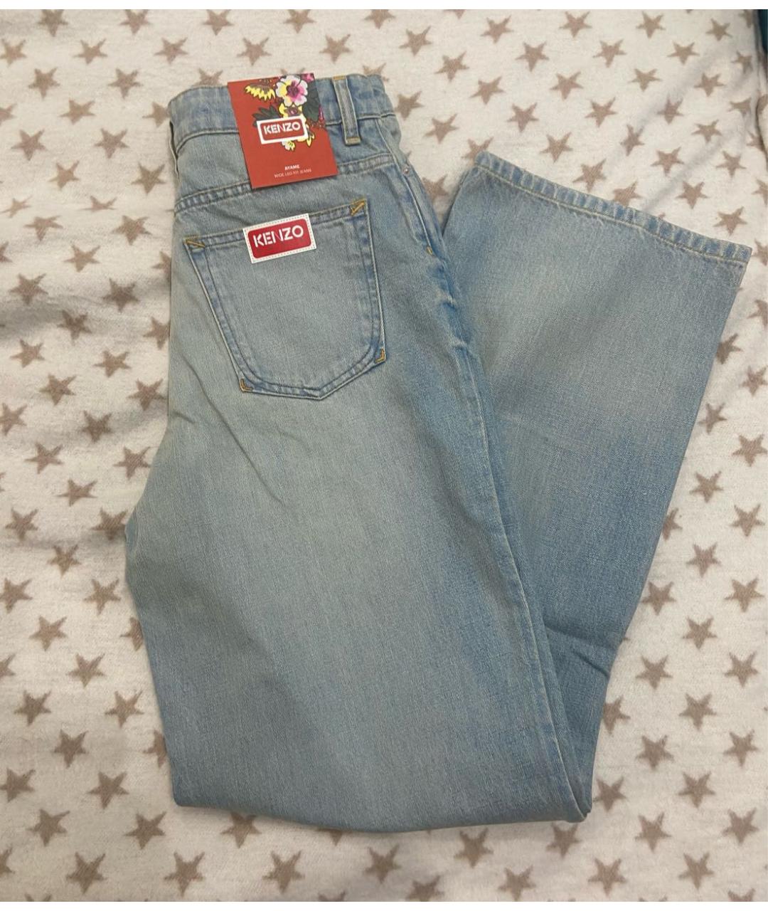 KENZO Голубые хлопковые прямые джинсы, фото 5