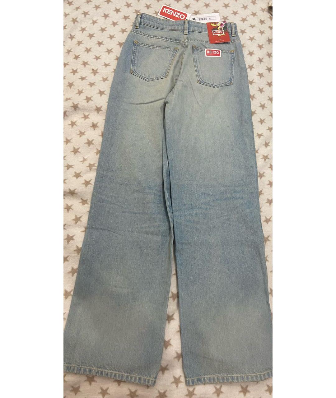 KENZO Голубые хлопковые прямые джинсы, фото 4