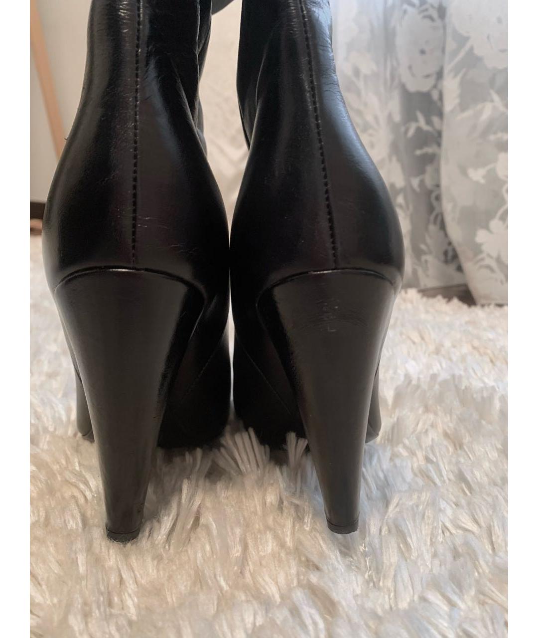 SAINT LAURENT Черные кожаные ботфорты, фото 4