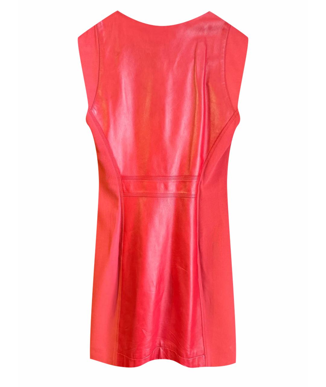 VERSACE Красное кожаное коктейльное платье, фото 1