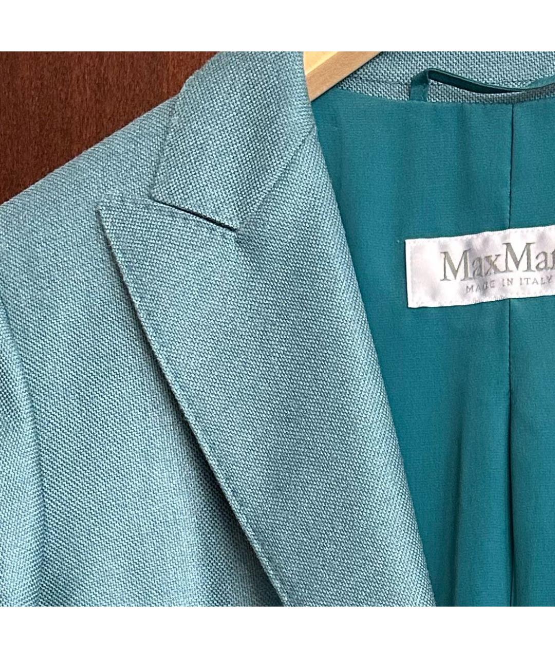 MAX MARA Бирюзовый шерстяной жакет/пиджак, фото 4