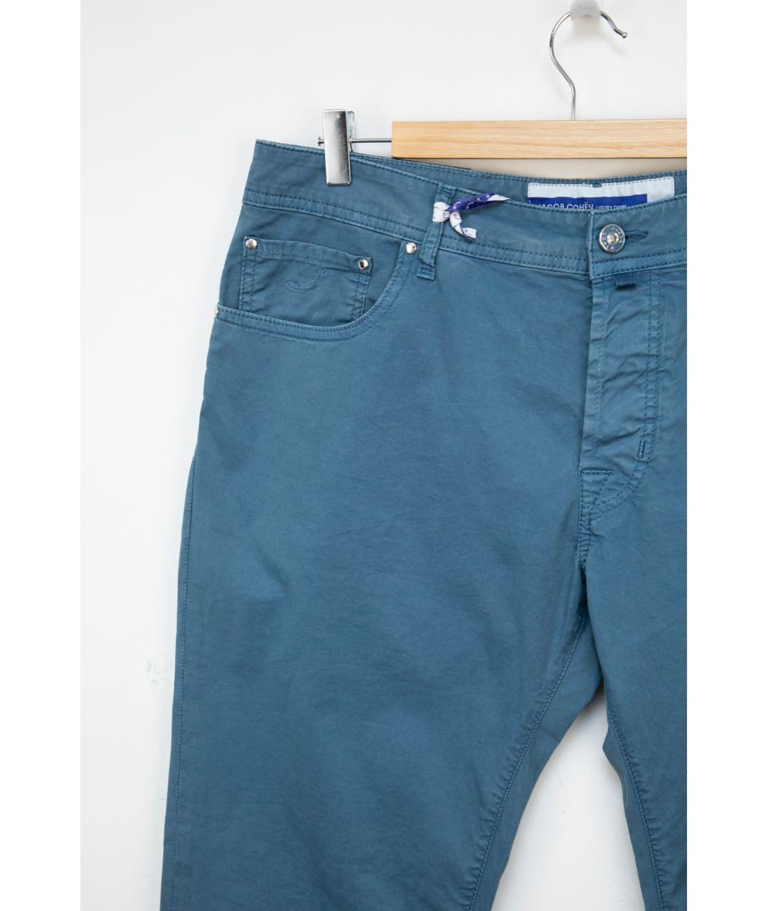 JACOB COHEN Голубые хлопковые прямые джинсы, фото 3