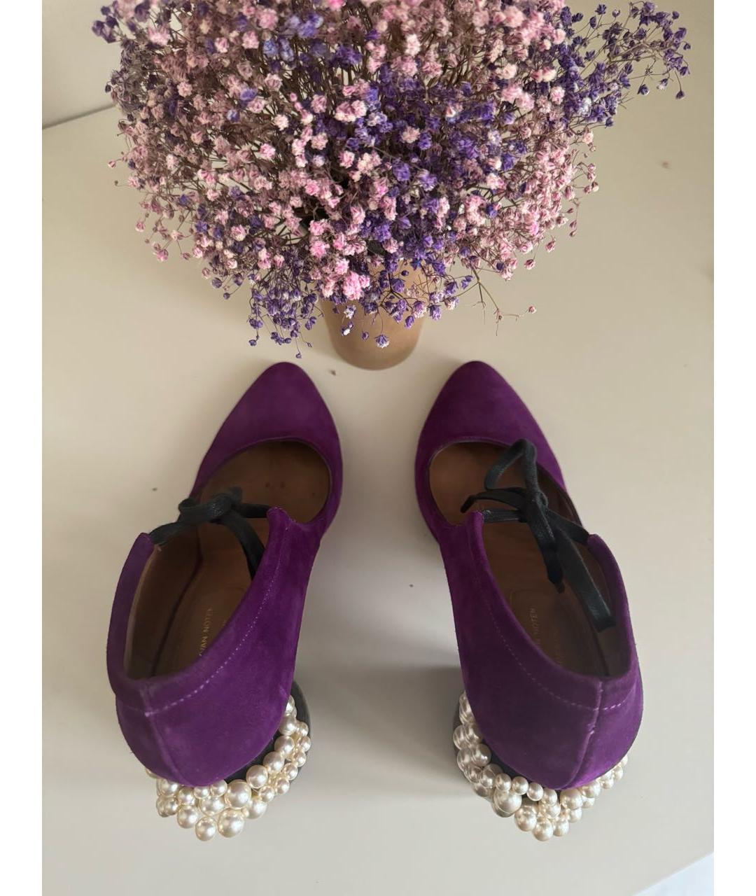 DRIES VAN NOTEN Фиолетовые замшевые туфли, фото 3
