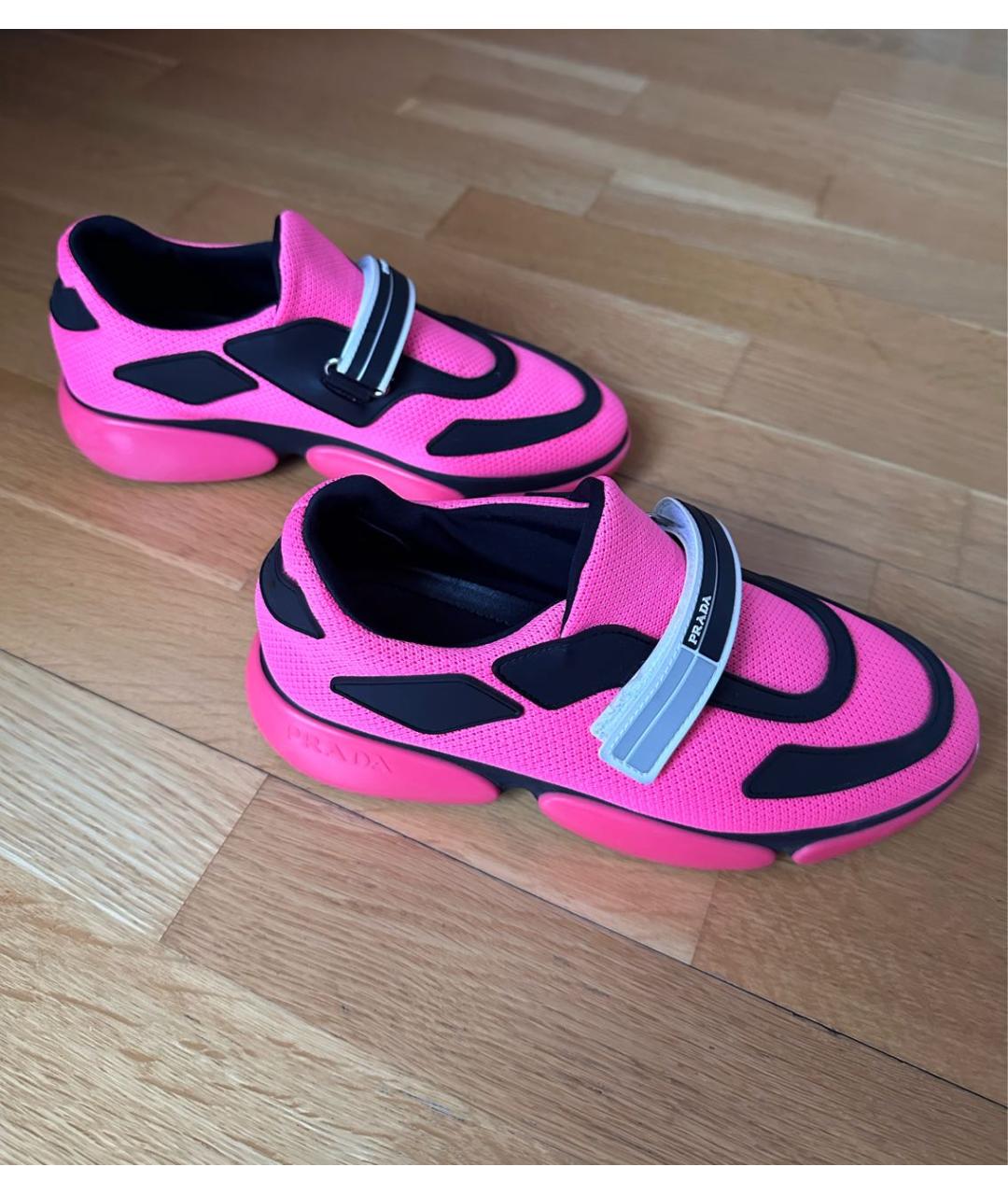 PRADA Розовые текстильные кроссовки, фото 6
