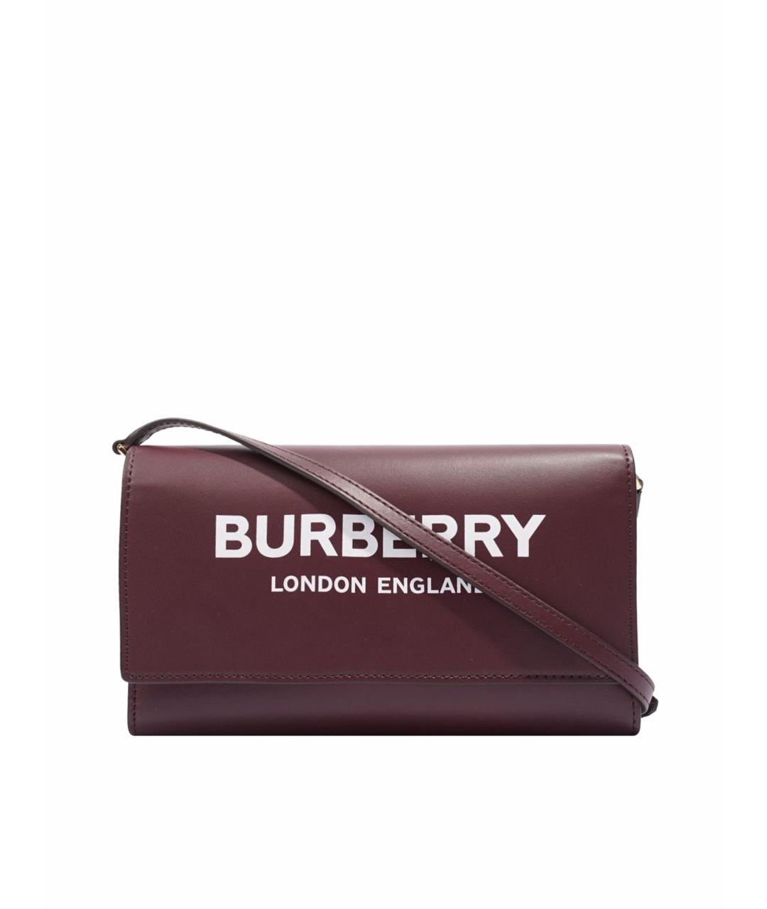 BURBERRY Бордовая кожаная сумка через плечо, фото 1