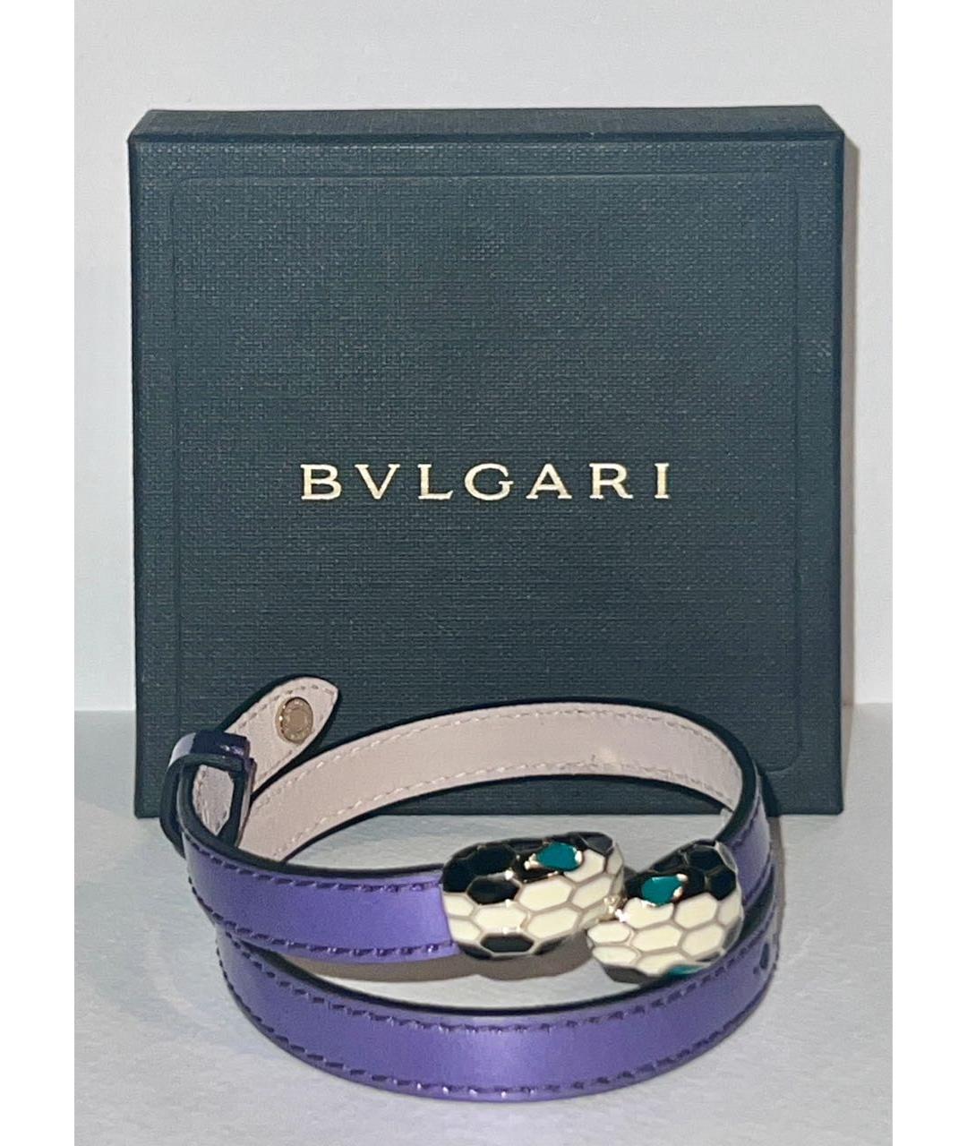 BVLGARI Фиолетовый кожаный браслет, фото 4
