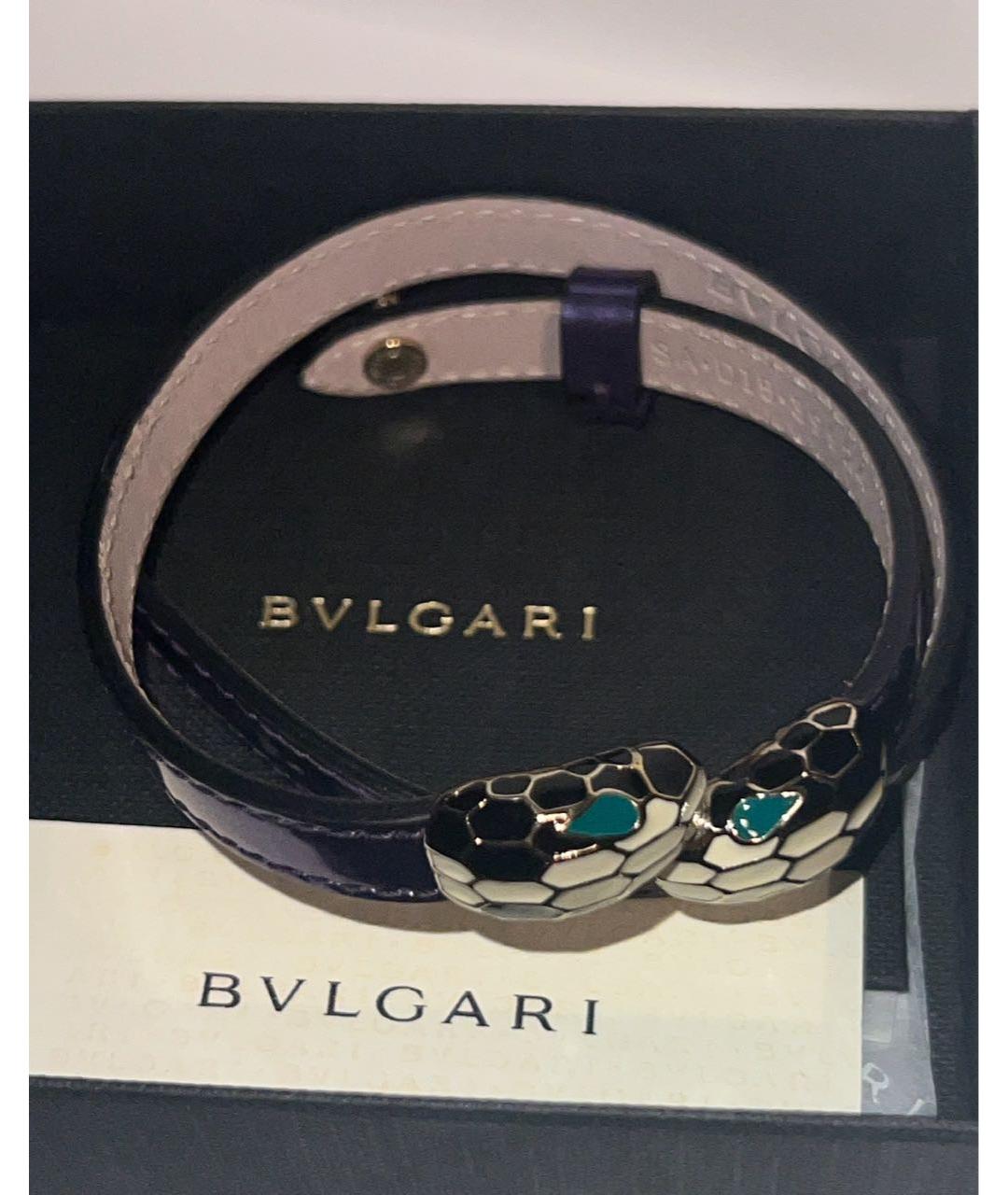 BVLGARI Фиолетовый кожаный браслет, фото 3