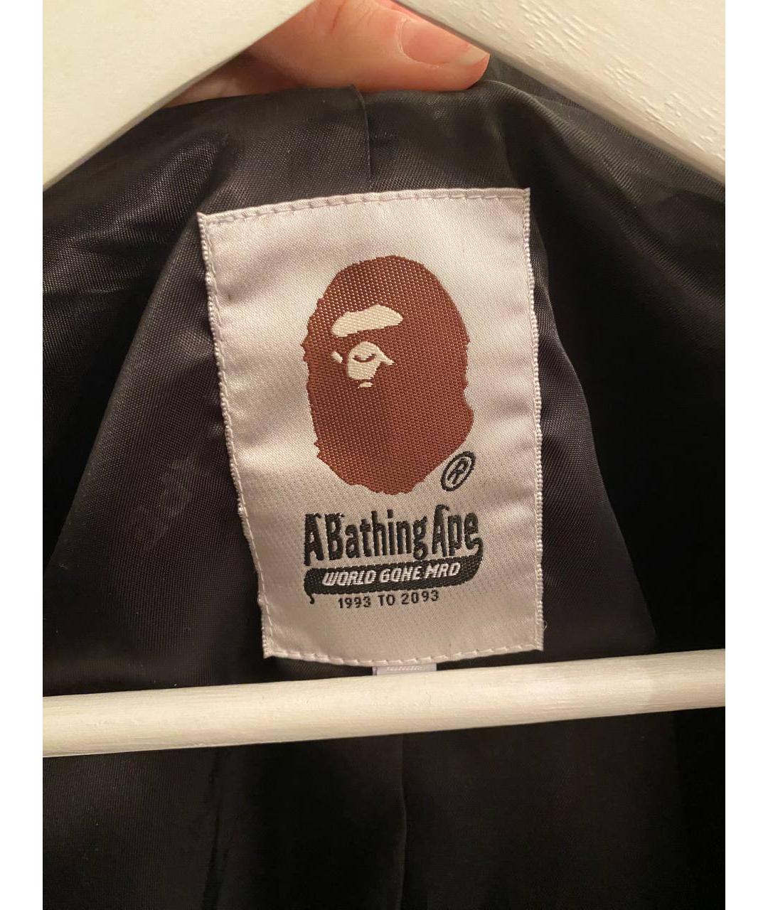 A BATHING APE Черная кожаная куртка, фото 3