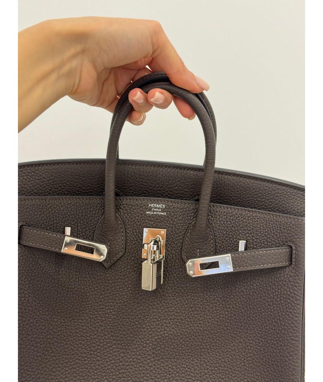 HERMES PRE-OWNED Коричневая кожаная сумка с короткими ручками, фото 6