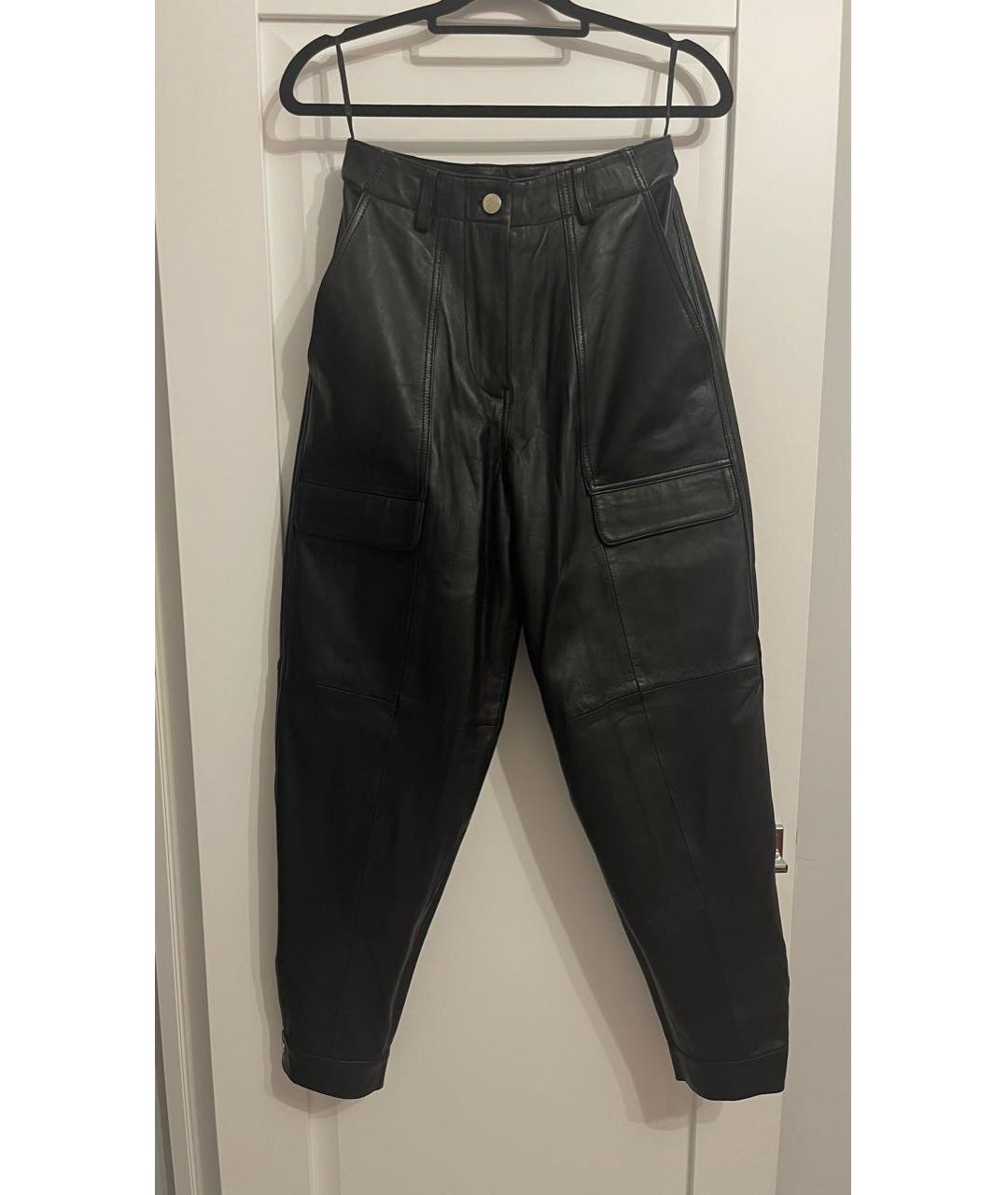 Deadwood Черные кожаные прямые брюки, фото 7