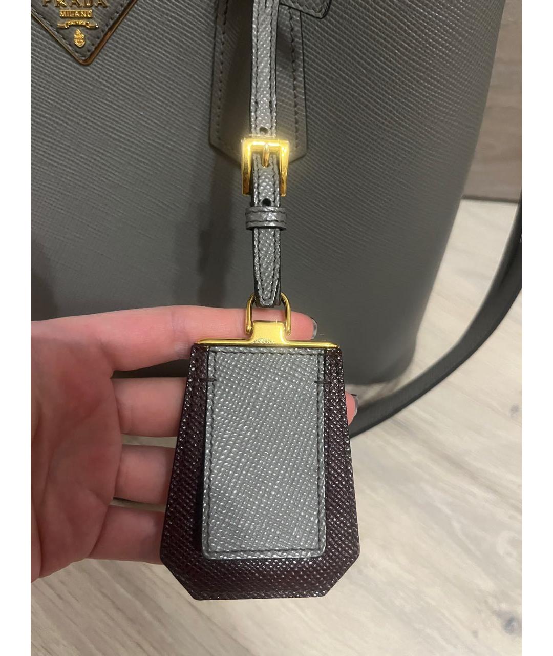 PRADA Серая кожаная сумка тоут, фото 4