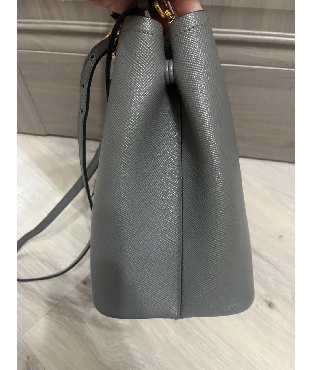 PRADA Серая кожаная сумка тоут, фото 5