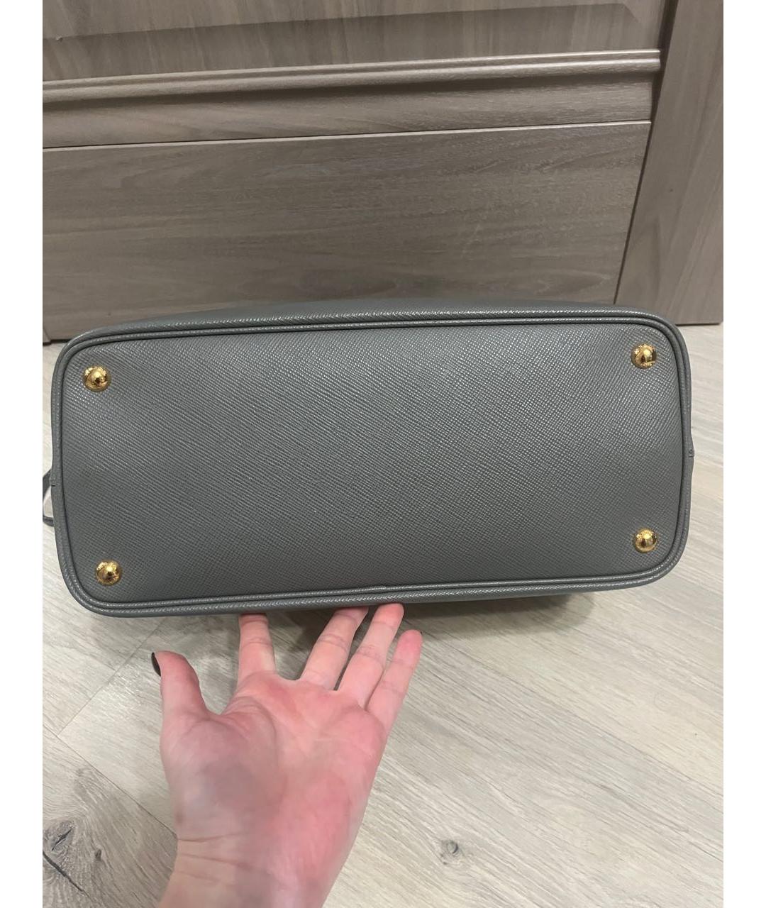 PRADA Серая кожаная сумка тоут, фото 7