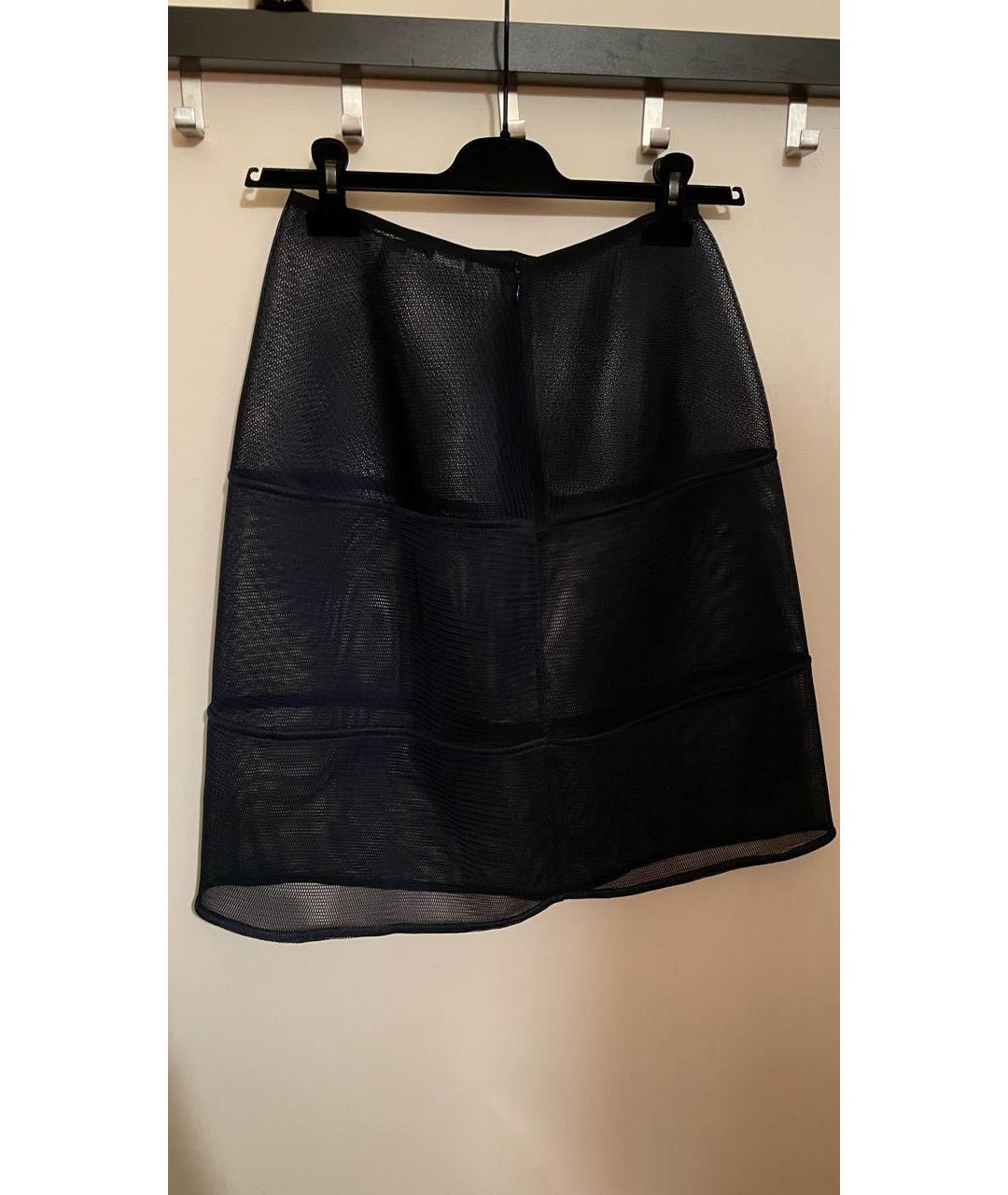 JIL SANDER Темно-синяя полиэстеровая юбка миди, фото 7
