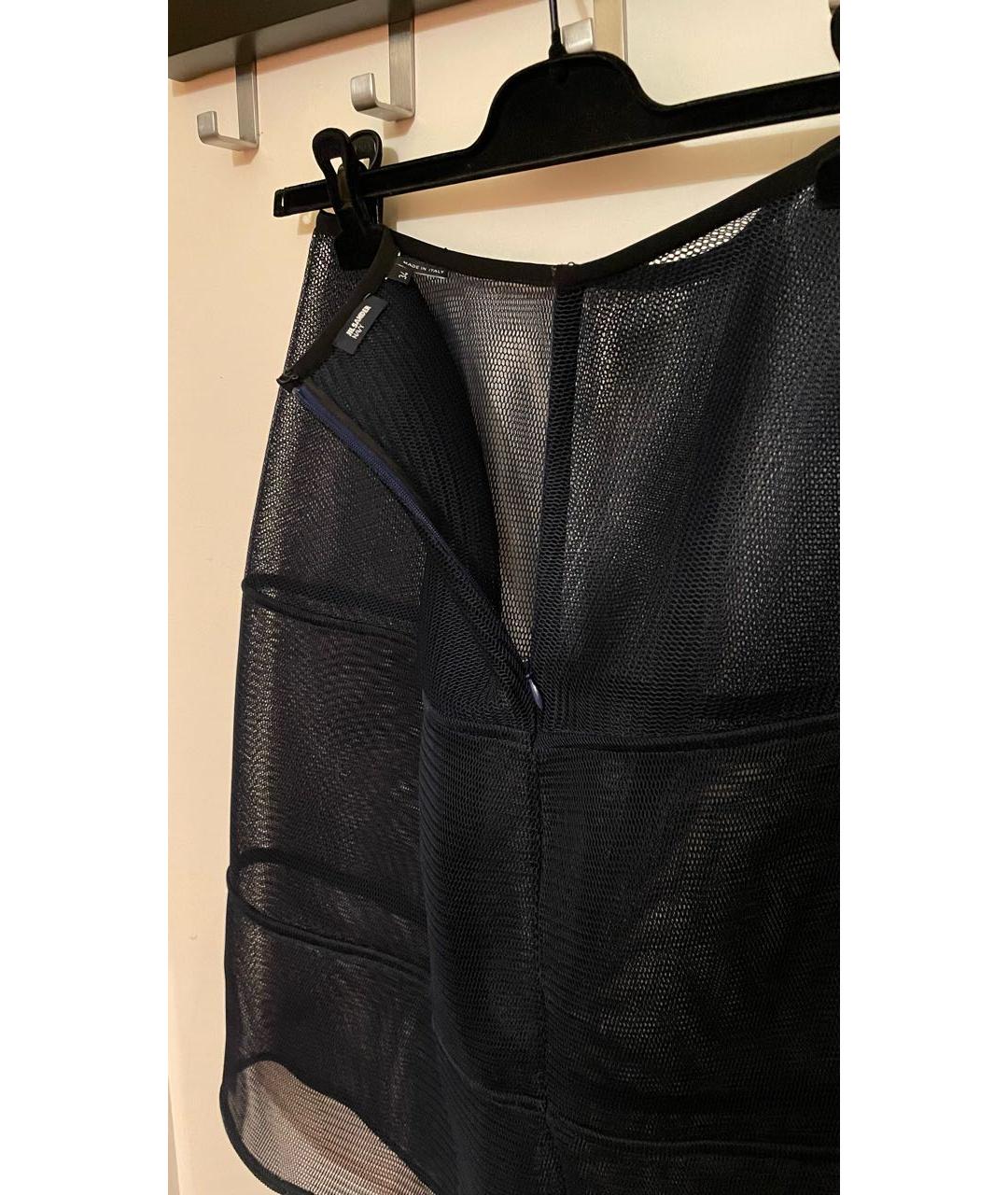 JIL SANDER Темно-синяя полиэстеровая юбка миди, фото 3