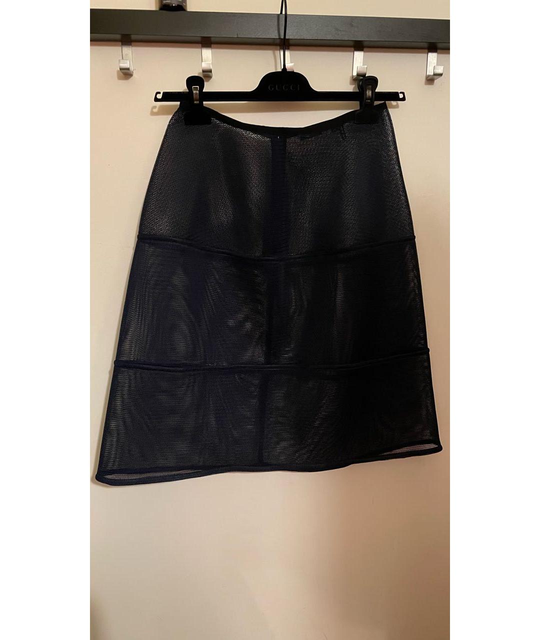 JIL SANDER Темно-синяя полиэстеровая юбка миди, фото 2