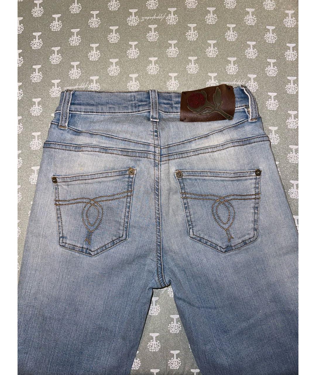 ROBERTO CAVALLI Голубые хлопко-полиэстеровые джинсы слим, фото 4
