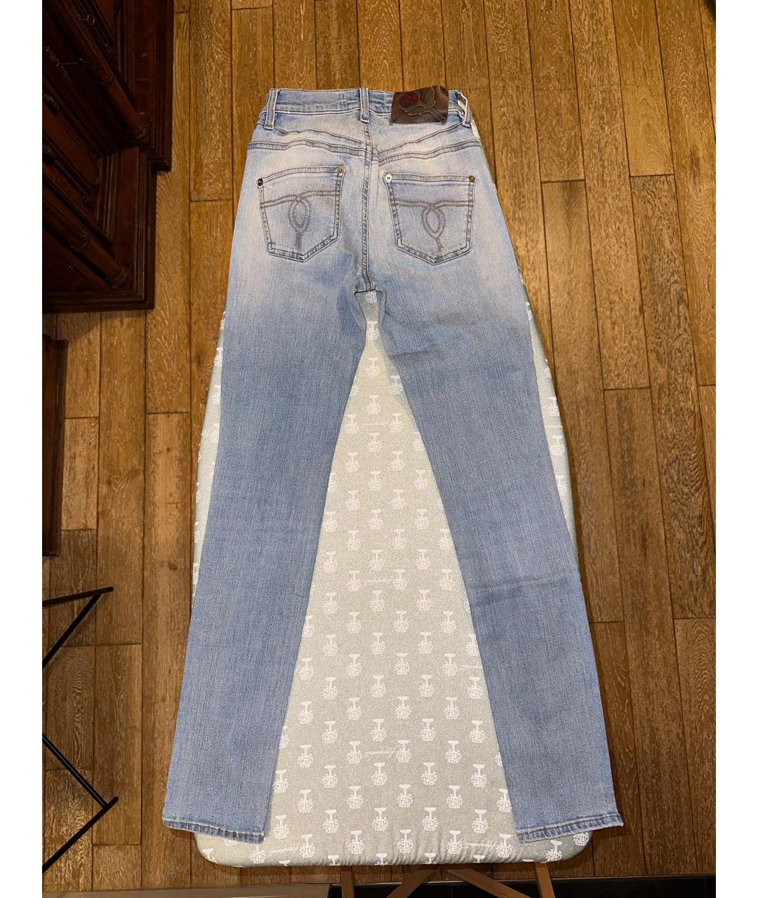 ROBERTO CAVALLI Голубые хлопко-полиэстеровые джинсы слим, фото 2