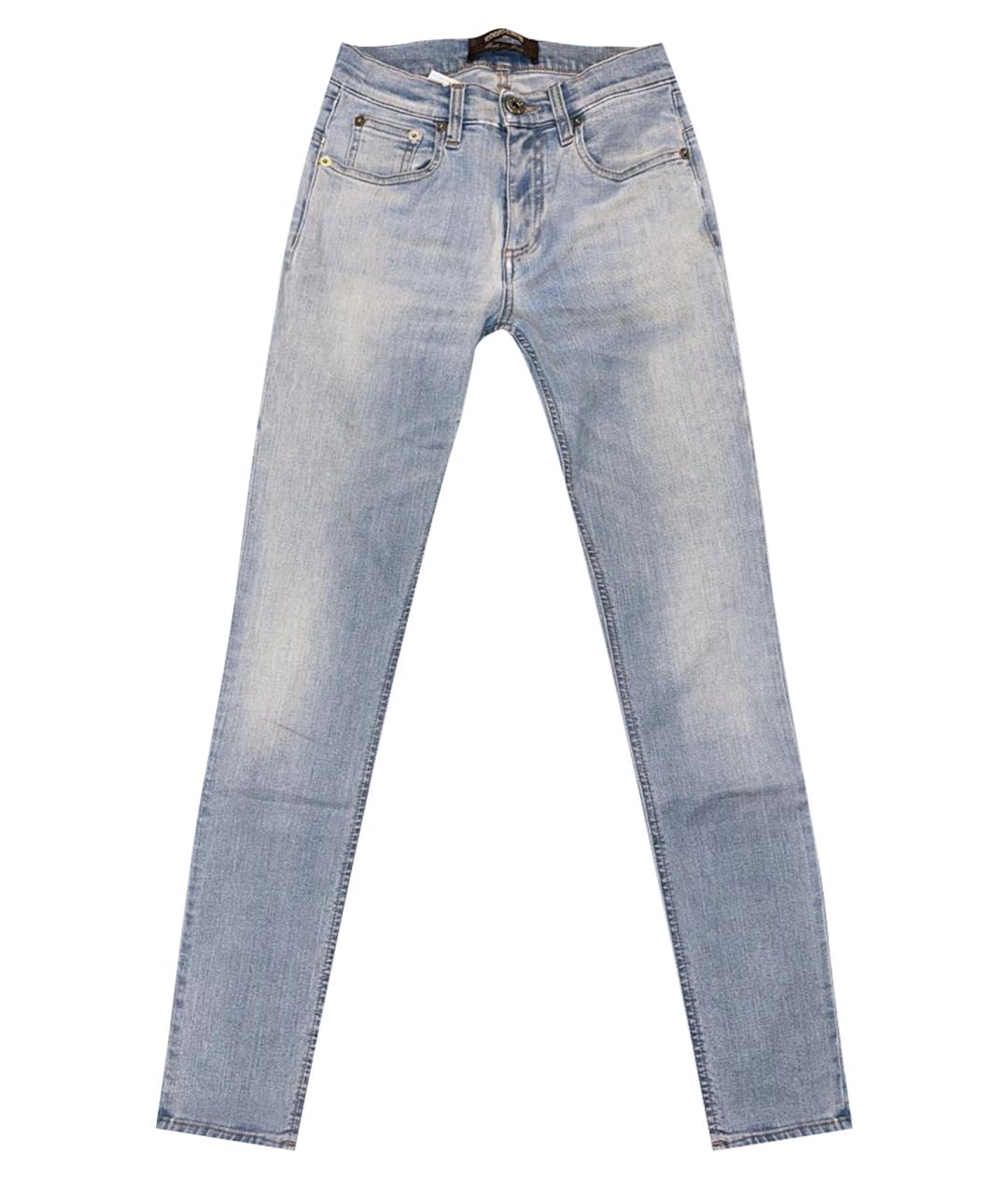 ROBERTO CAVALLI Голубые хлопко-полиэстеровые джинсы слим, фото 1