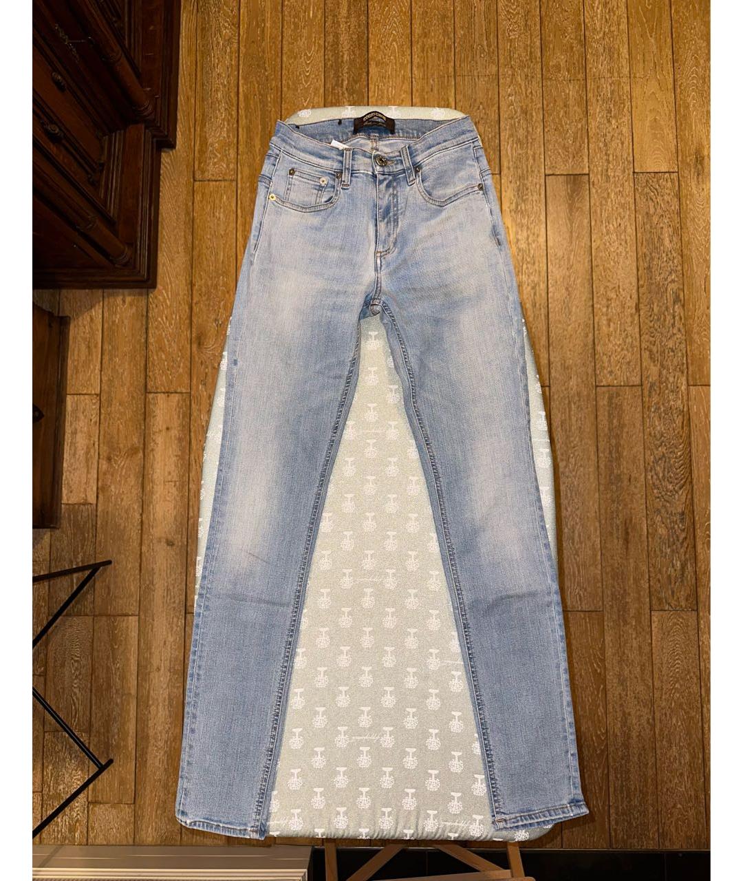 ROBERTO CAVALLI Голубые хлопко-полиэстеровые джинсы слим, фото 9
