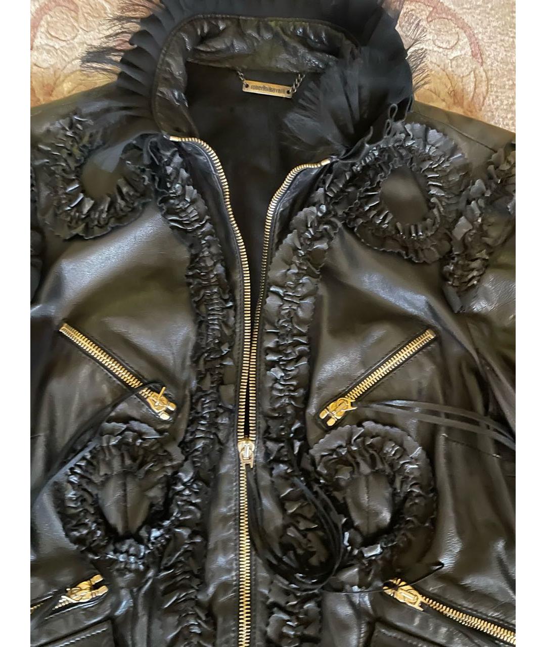 ROBERTO CAVALLI Черная кожаная куртка, фото 3